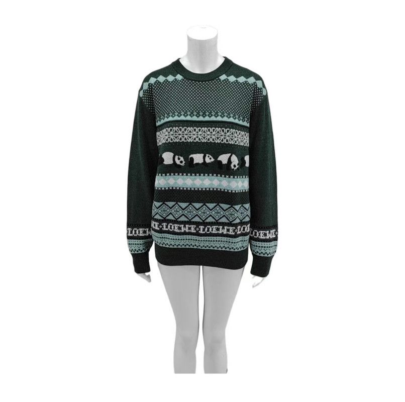 Loewe Loewe Green Wool Long Sleeve Pullover Sweater 0089 Size L / US 10 / IT 46 - 1 Thumbnail