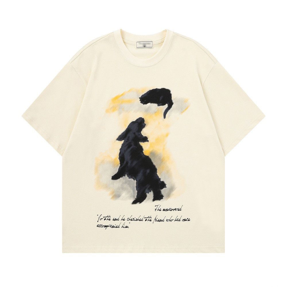 Japanese Brand Animal Cartoon Doodle Short-Sleeve T-Shirt Size US 32 / EU 48 - 1 Thumbnail