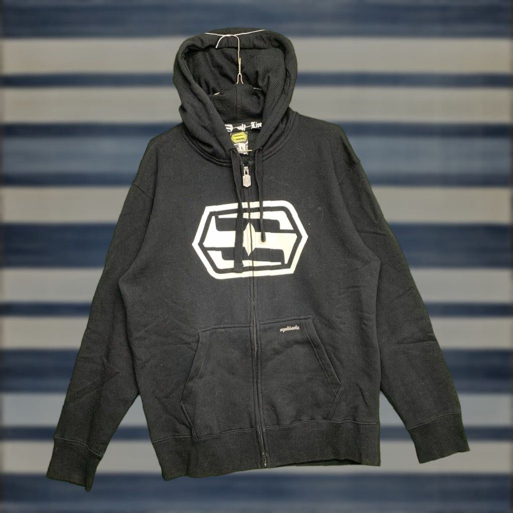 Vintage VINTAGE Syndicate Skater Hoodie Mens Large Full Zip Black Graphic Print Y2K 2000s Grunge Size US L / EU 52-54 / 3 - 1 Thumbnail