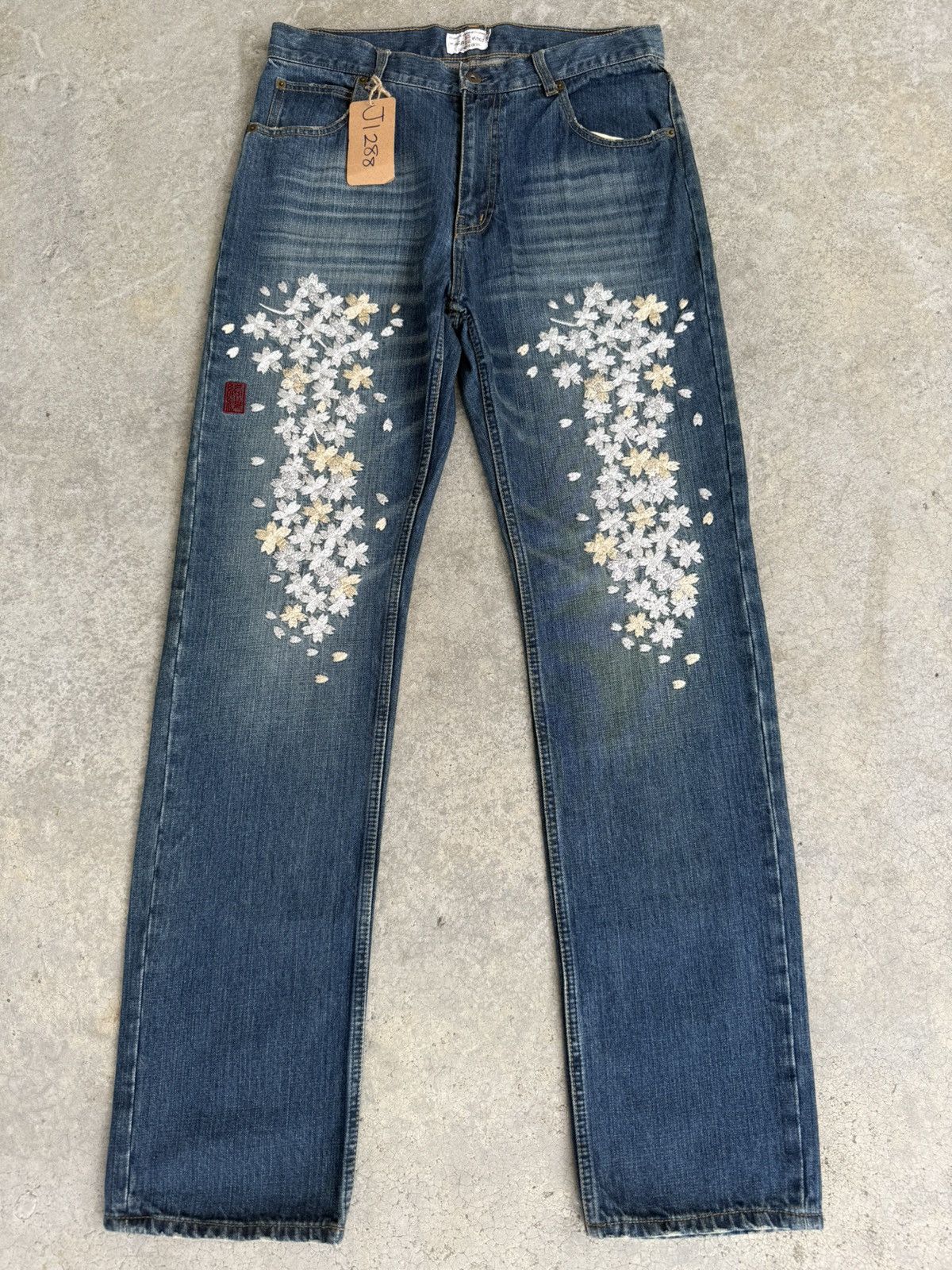 Karakuri Tamashii Japanese Karakuri Tamashi Embroidered Flower Distressed Size US 33 - 1 Thumbnail