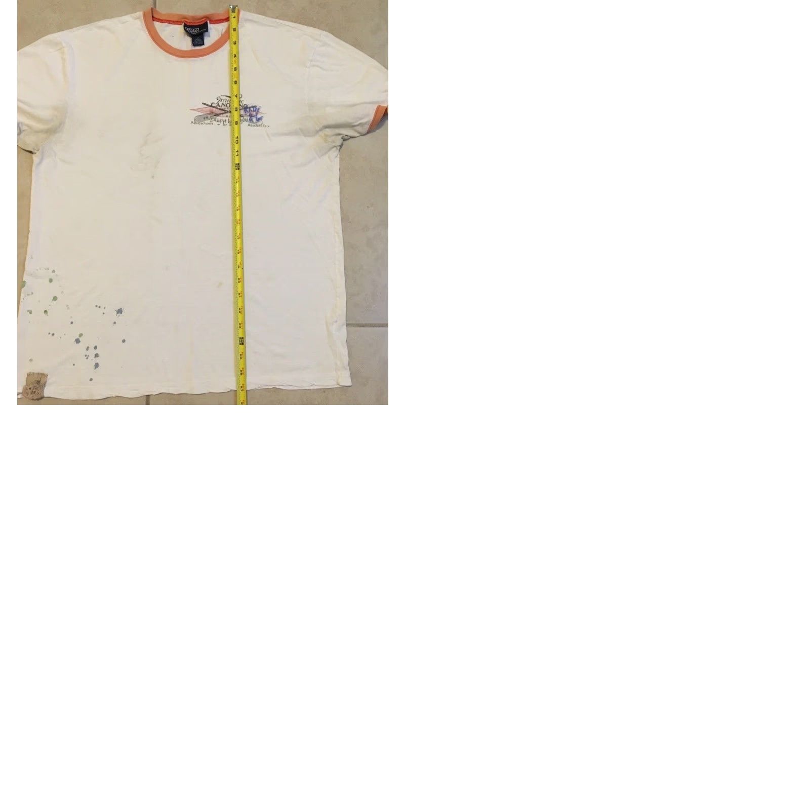Nautica Vtg 90s Polo Ralph Lauren Canoeing Shirt M White Distressed Ringer Sailing Surf Yachting Beach Vintage Polo Ralph Lauren Mens Shirt Size US M / EU 48-50 / 2 - 11 Thumbnail