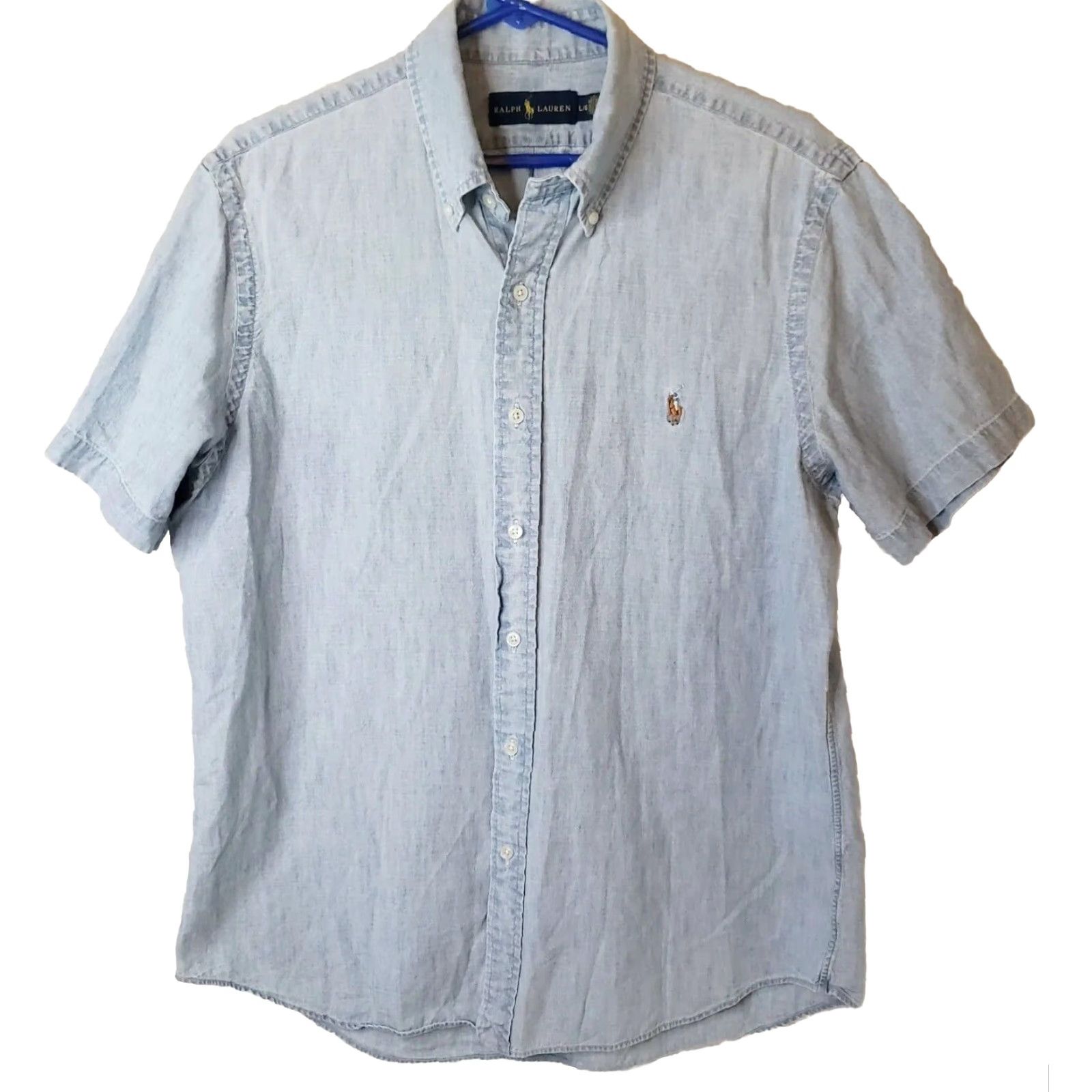 Ralph Lauren Ralph Lauren Denim Chambray Short Sleeve Button-Down Shirt Mens L Blue Size US L / EU 52-54 / 3 - 2 Thumbnail