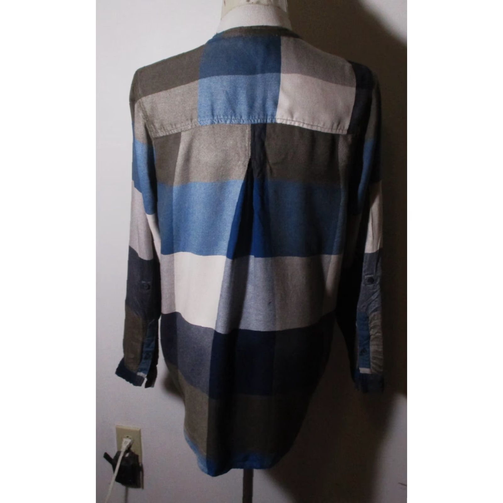 Lucky Brand LUCKY BRAND Blue Brown Long Sleeve Top M Shirt Womens V-Neck Knit Check Casual Top Size M / US 6-8 / IT 42-44 - 5 Thumbnail