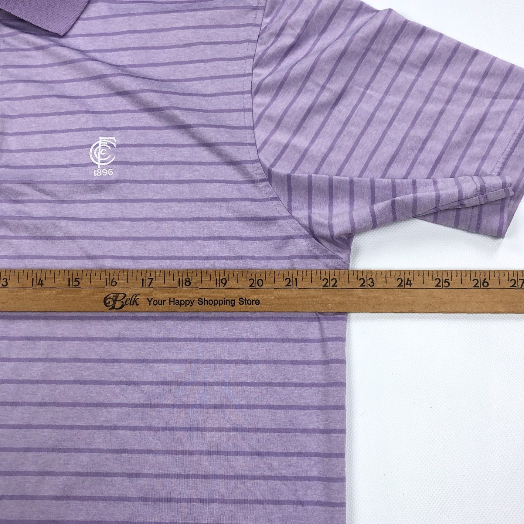 Footjoy FootJoy Men's M Polo Shirt Purple Striped Golf Performance FJ Cape Fear CFCC Shirt (Short Sleeve) Golf, Activewear, Casual Mens Size US M / EU 48-50 / 2 - 7 Thumbnail