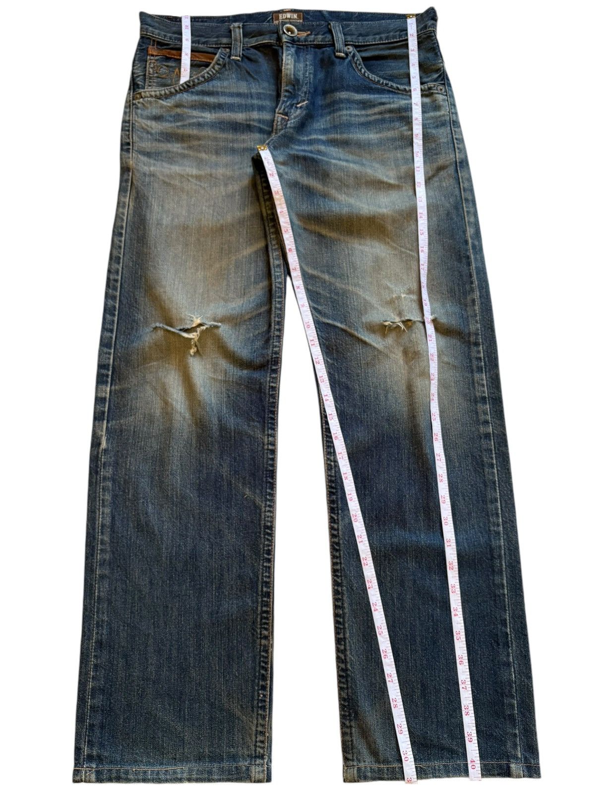 Edwin × Japanese Brand Exclusive Vintage Edwin Japan Mud Wash Distress Loose Jeans Size US 35 - 13 Thumbnail