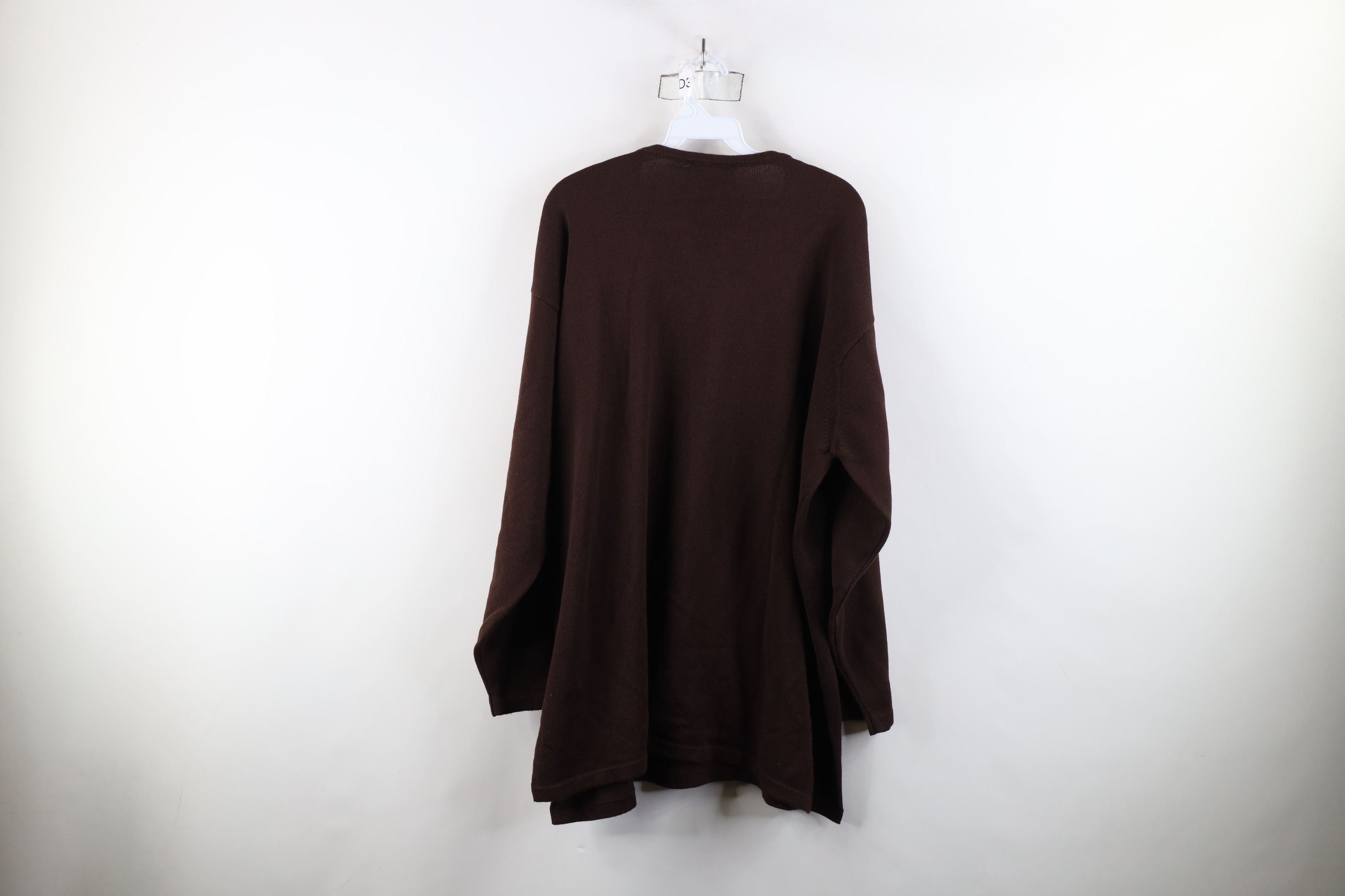 Vintage Deadstock Vintage 90s Streetwear Cotton Knit Sweater Brown Size 3XL / US 20-22 - 8 Thumbnail