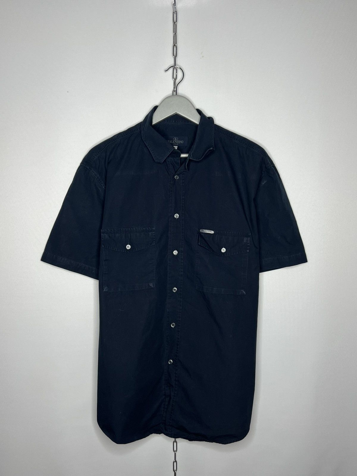 Valentino Vintage Valentino Luxury Shirt Tee Short Sleeve Navy Blue Size US XXL / EU 58 / 5 - 1 Thumbnail