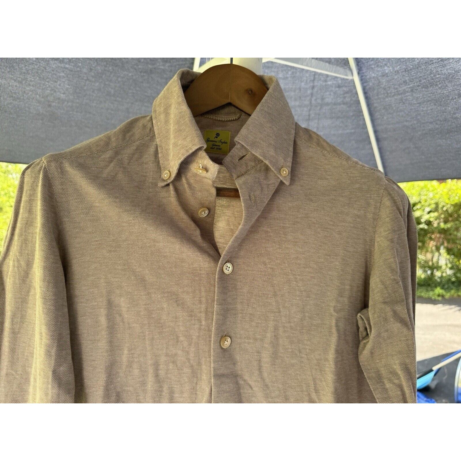 G. Inglese G. Inglese Button Down Polo Shirt Taupe 15/38 Small NMWA Size US S / EU 44-46 / 1 - 2 Thumbnail