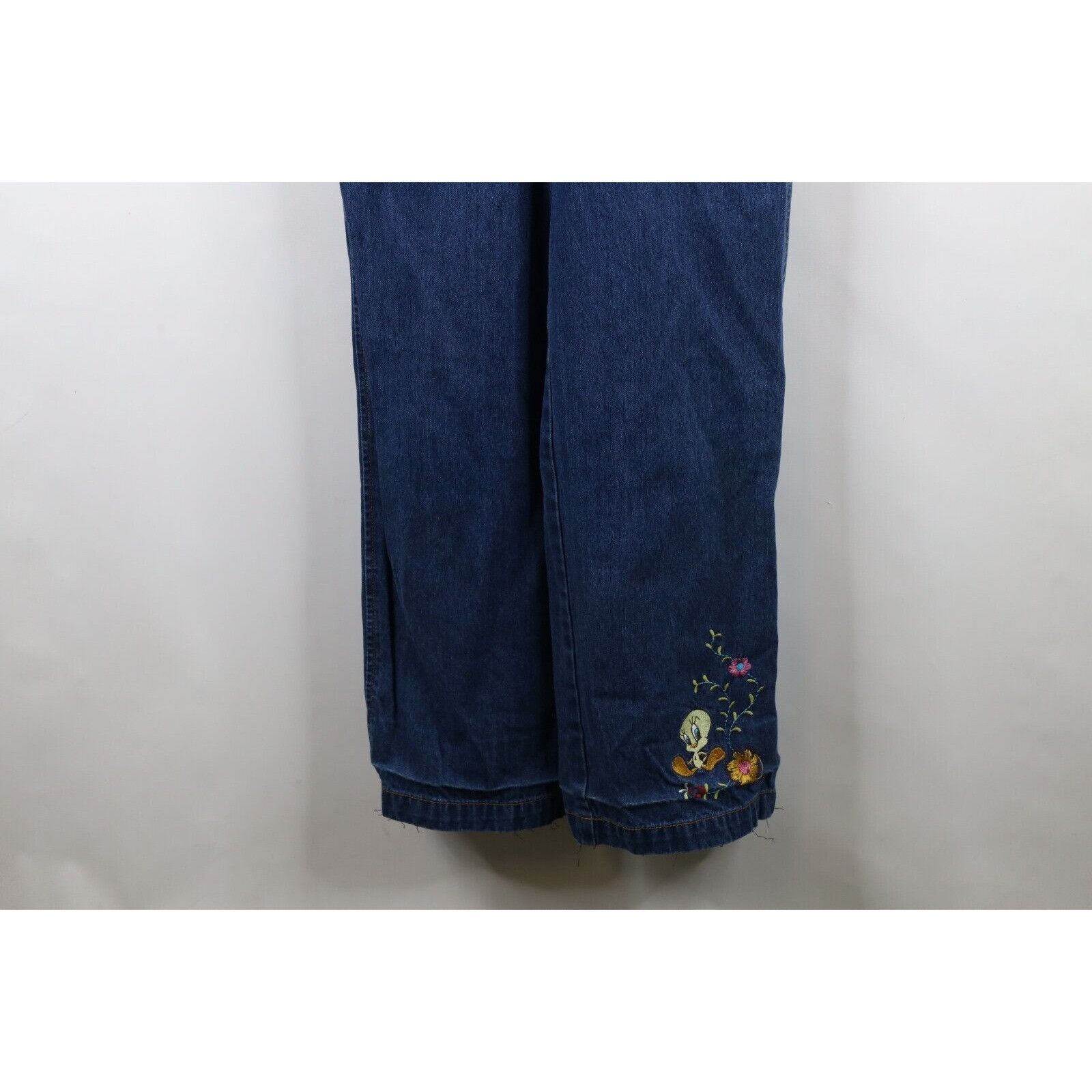 Vintage Vintage 90s Looney Tunes Tweety Bird Flower Denim Overalls Size 34" / US 12 / IT 48 - 5 Thumbnail