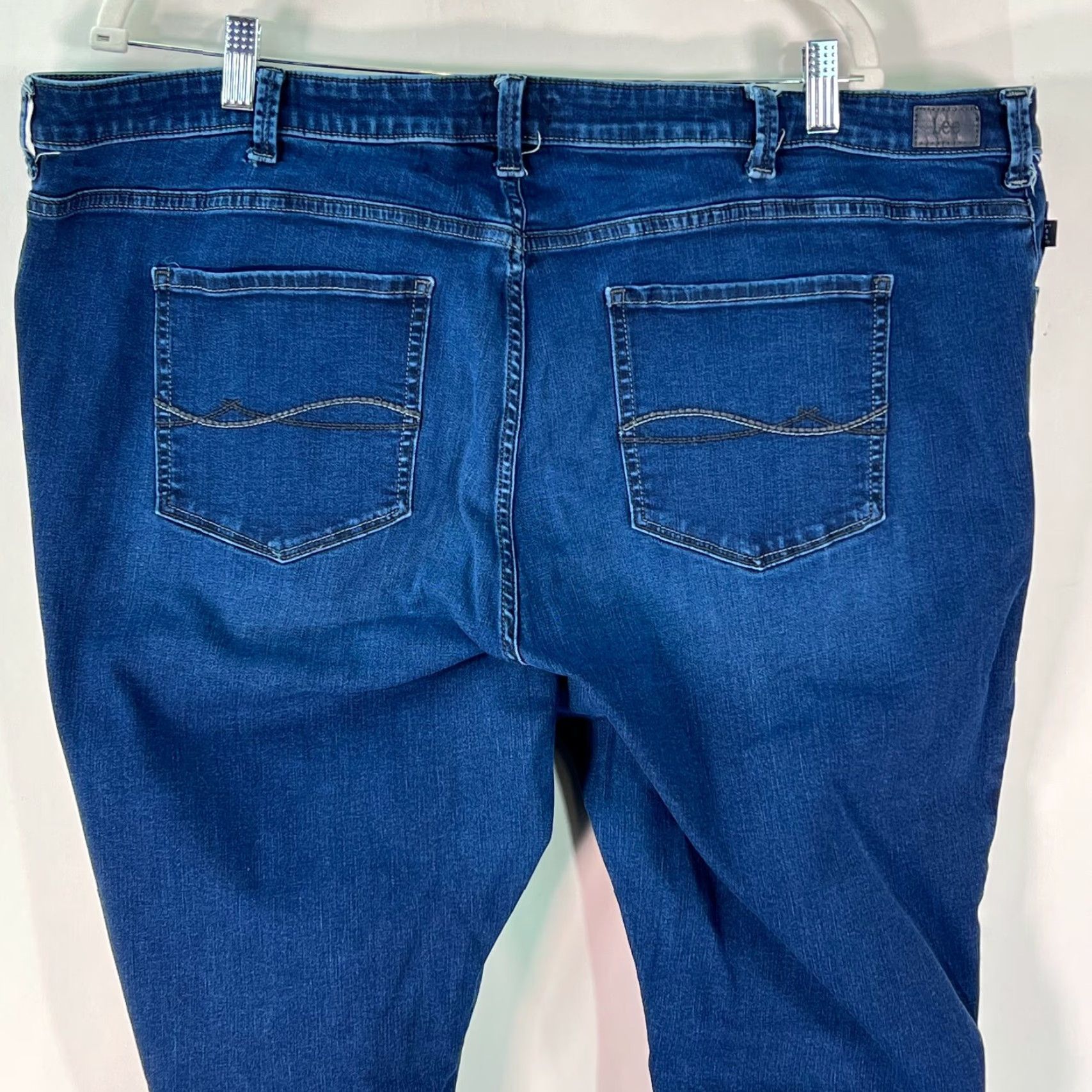 Lee Lee Plus Size 24W Slimming Fit Distressed Skinny Jeans Blue Denim 32 Inseam Womens Size 42" / US 20 - 4 Thumbnail