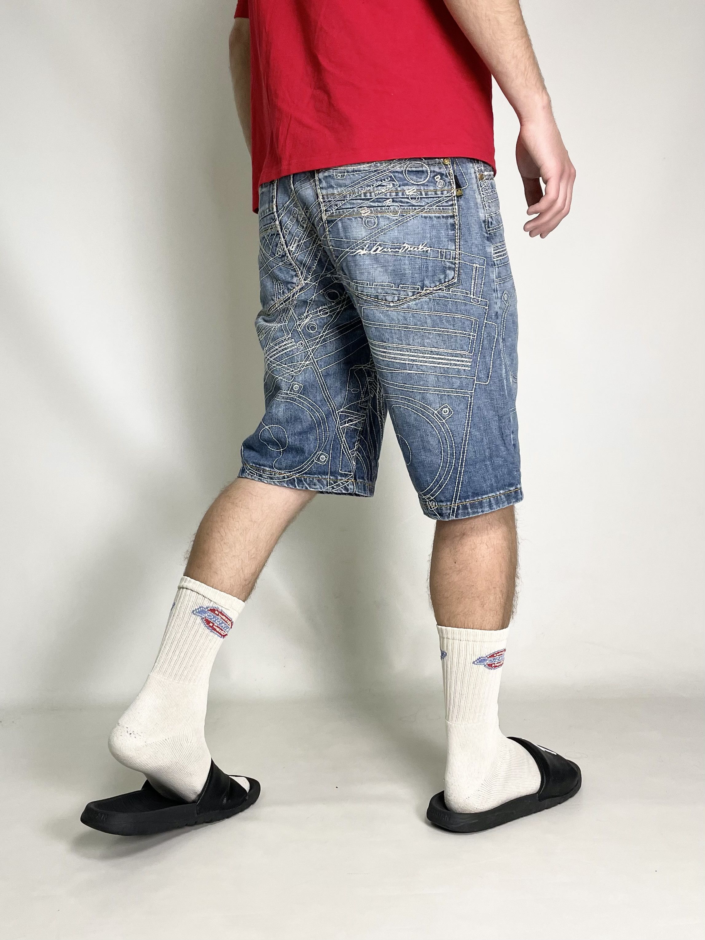 Fubu Sir Benni Miles Vintage Loose Fit Denim Jorts Y2K Shorts Size US 32 / EU 48 - 20 Thumbnail