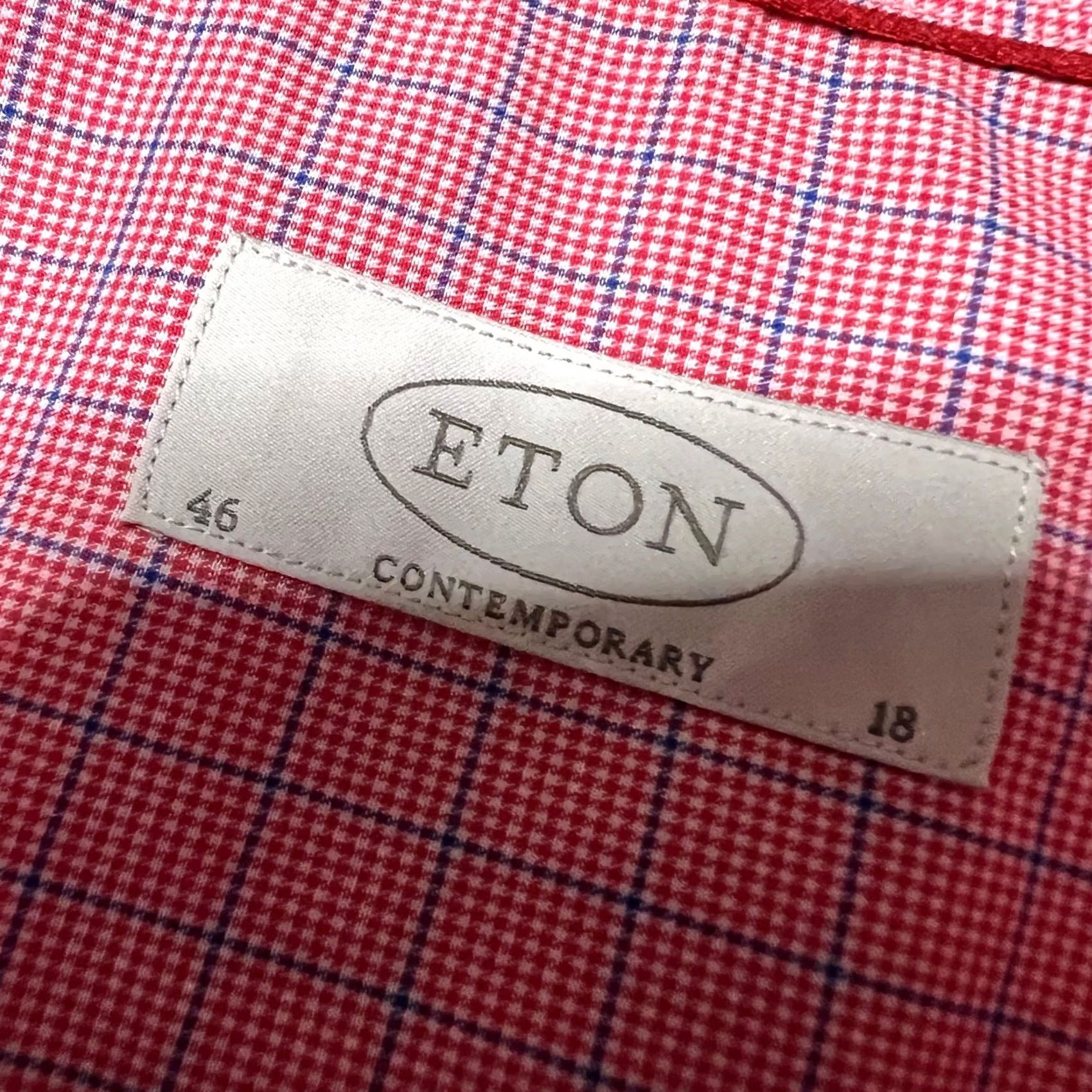 Eton ETON Shirt Mens 18 Pink Dress 46 Preppy Formal Casual Plaid Long Sleeve L Mens Boys? Size 42R - 6 Thumbnail