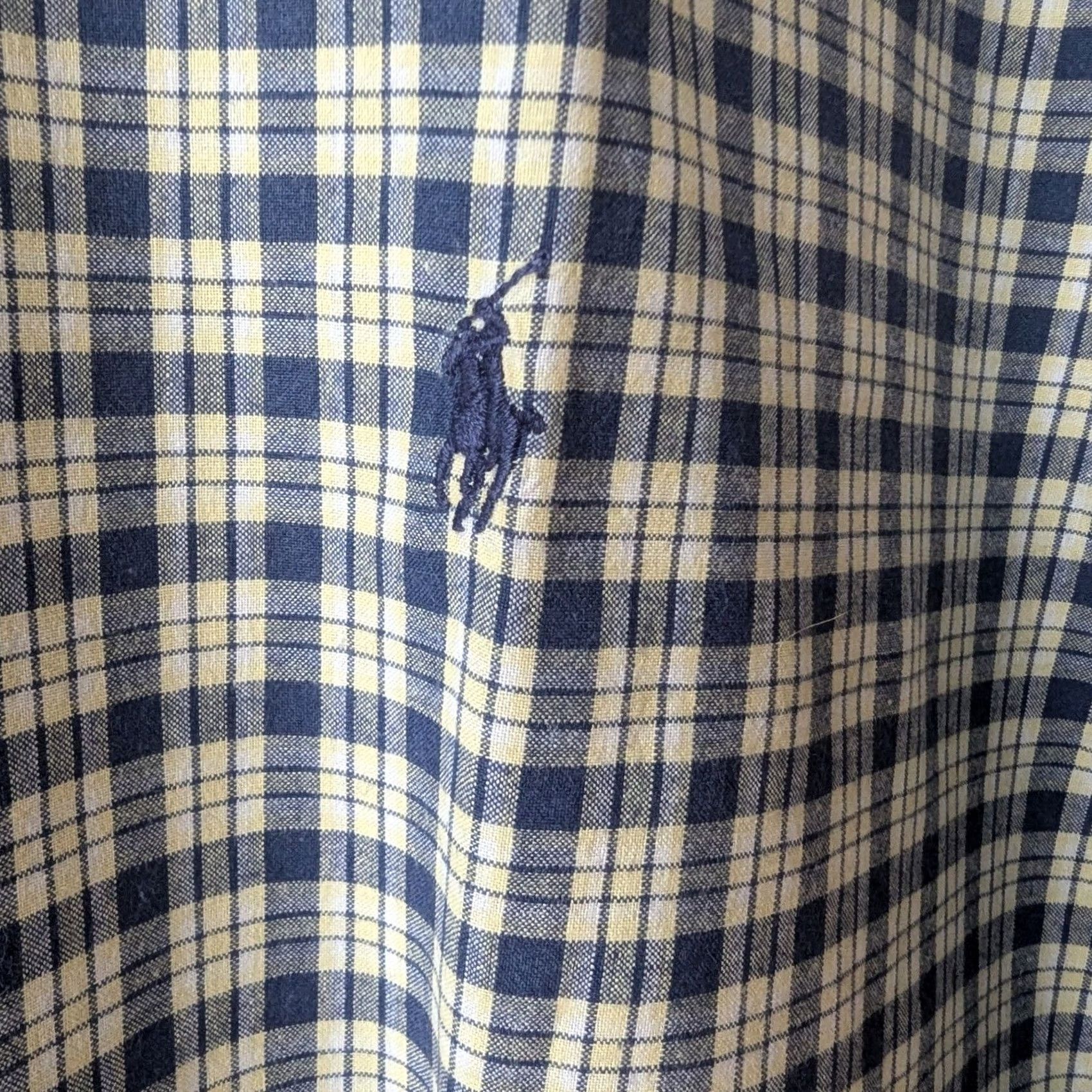 Polo Ralph Lauren Ralph Lauren Sport Short Sleeve Plaid Button-Down Shirt Navy Blue Cream Mens L Size US L / EU 52-54 / 3 - 2 Thumbnail