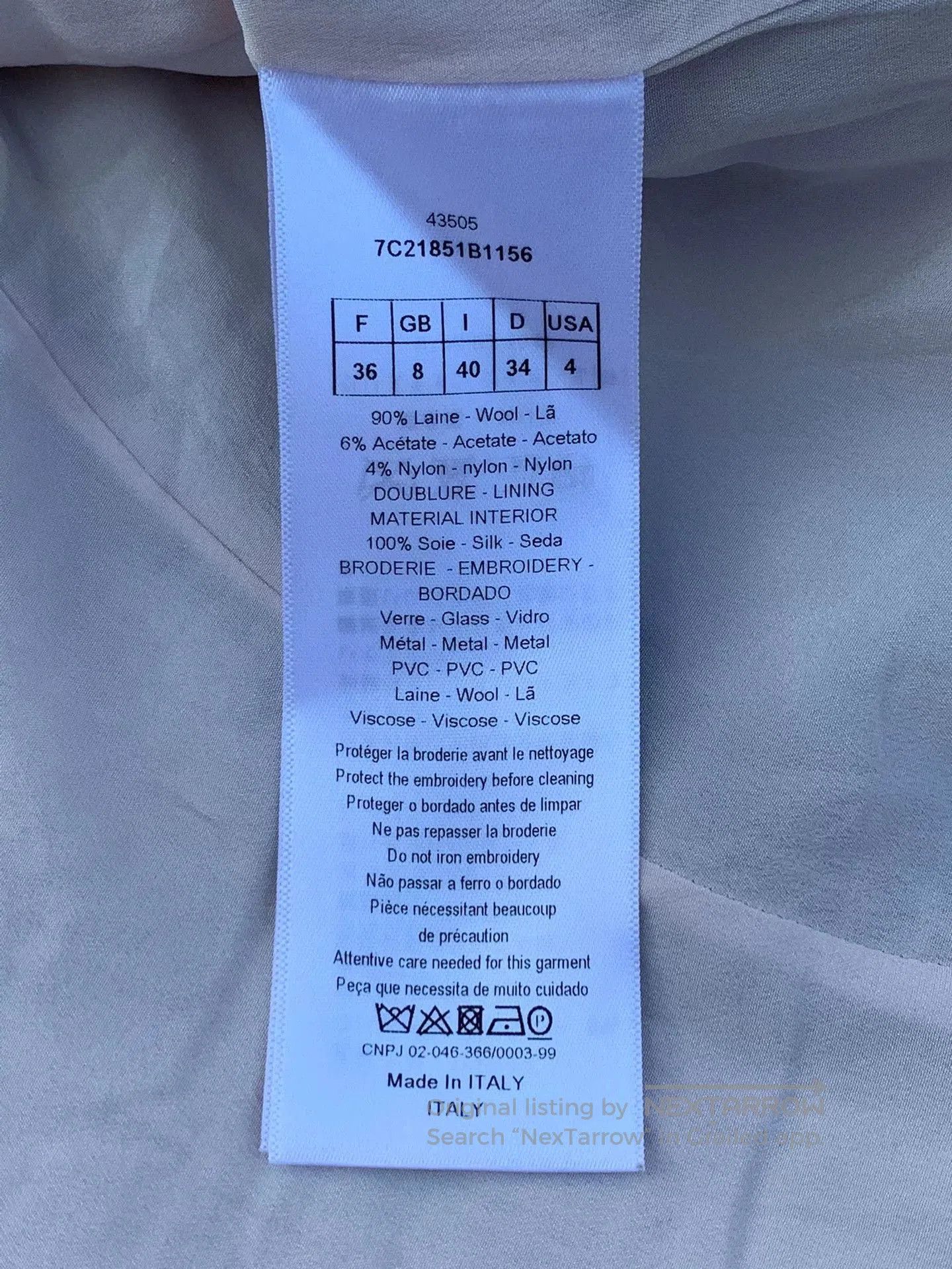 Dior Dior Wool Coat with Woven Badge. Size US S / EU 44-46 / 1 - 7 Thumbnail