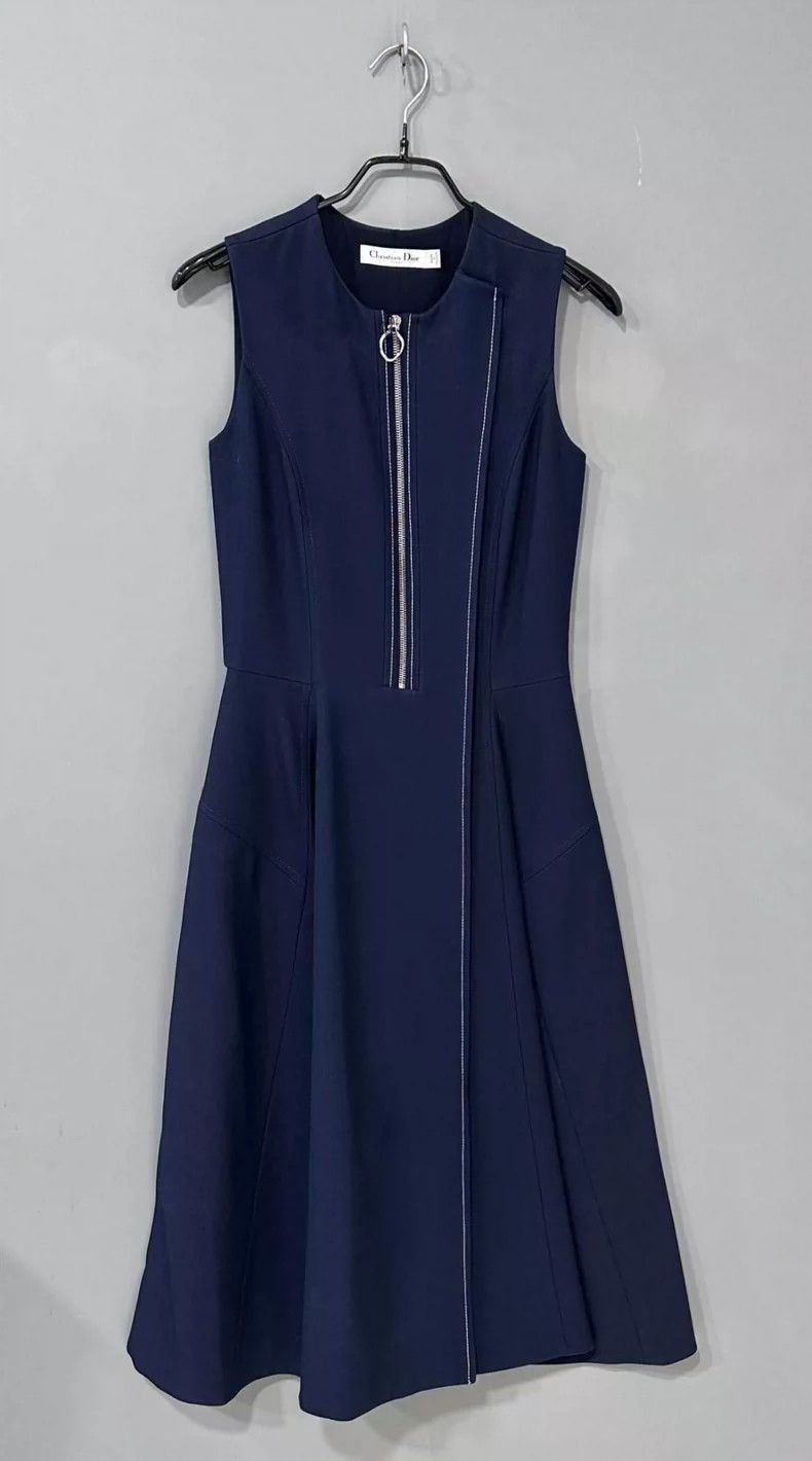 Dior Blue Sleeveless HalfZip Dress by Dior-2506 Size XS / US 0-2 / IT 36-38 - 2 Thumbnail