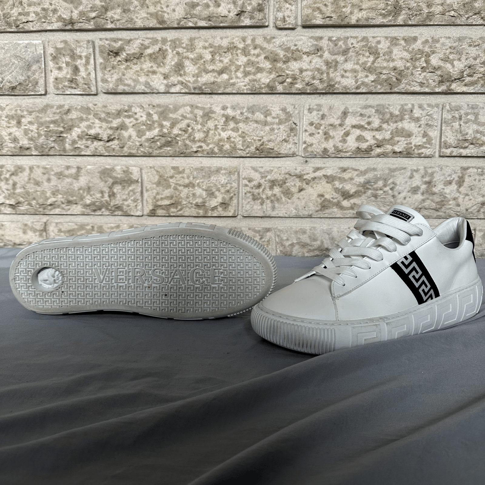 Versace Versace Greca Shoes White With Black Accents Size 14 Retail Size US 14 / EU 47 - 2 Thumbnail