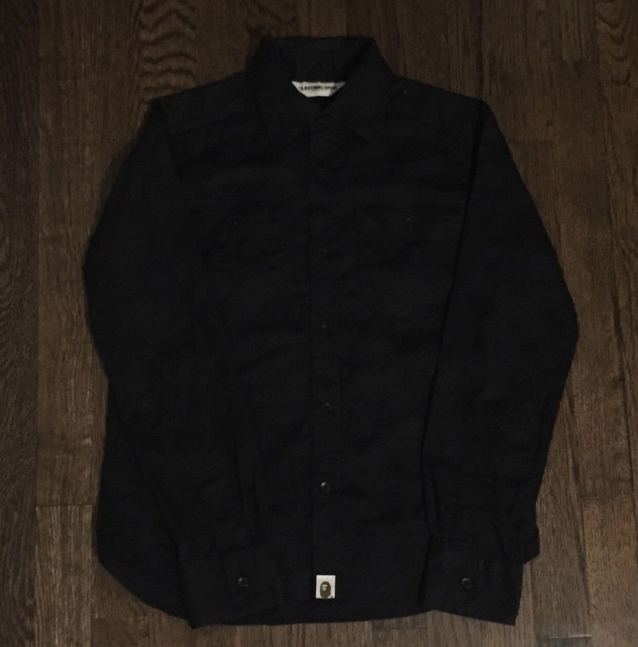 image of Bape Long Sleeve Camo Button Up Shirt in Black, Women's (Size XS)