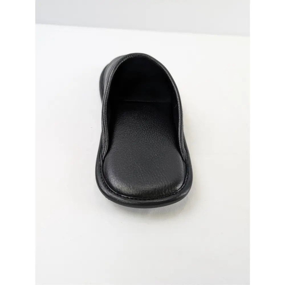 Balenciaga o1rshd1 Logo Grained Leather / Control Home Mule Flat Black Size US 13 / EU 46 - 13 Thumbnail