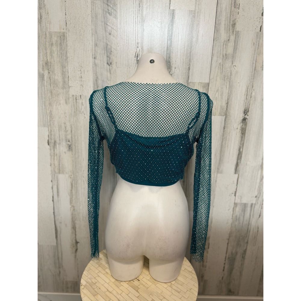Other Sincerely Jules Teal Fishnet Mesh Crop Top – Size M Size M / US 6-8 / IT 42-44 - 5 Thumbnail