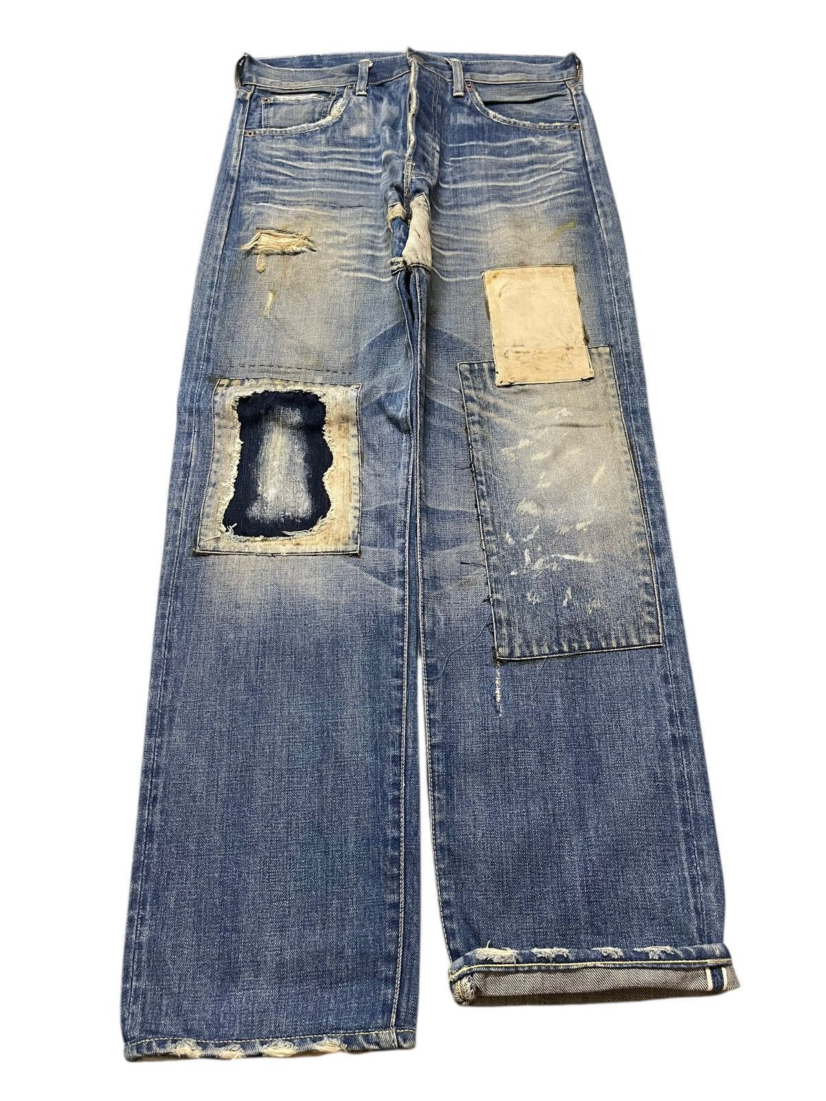 Vintage 80s Levis 501 Selvedge Big E Patchwork Style Jeans