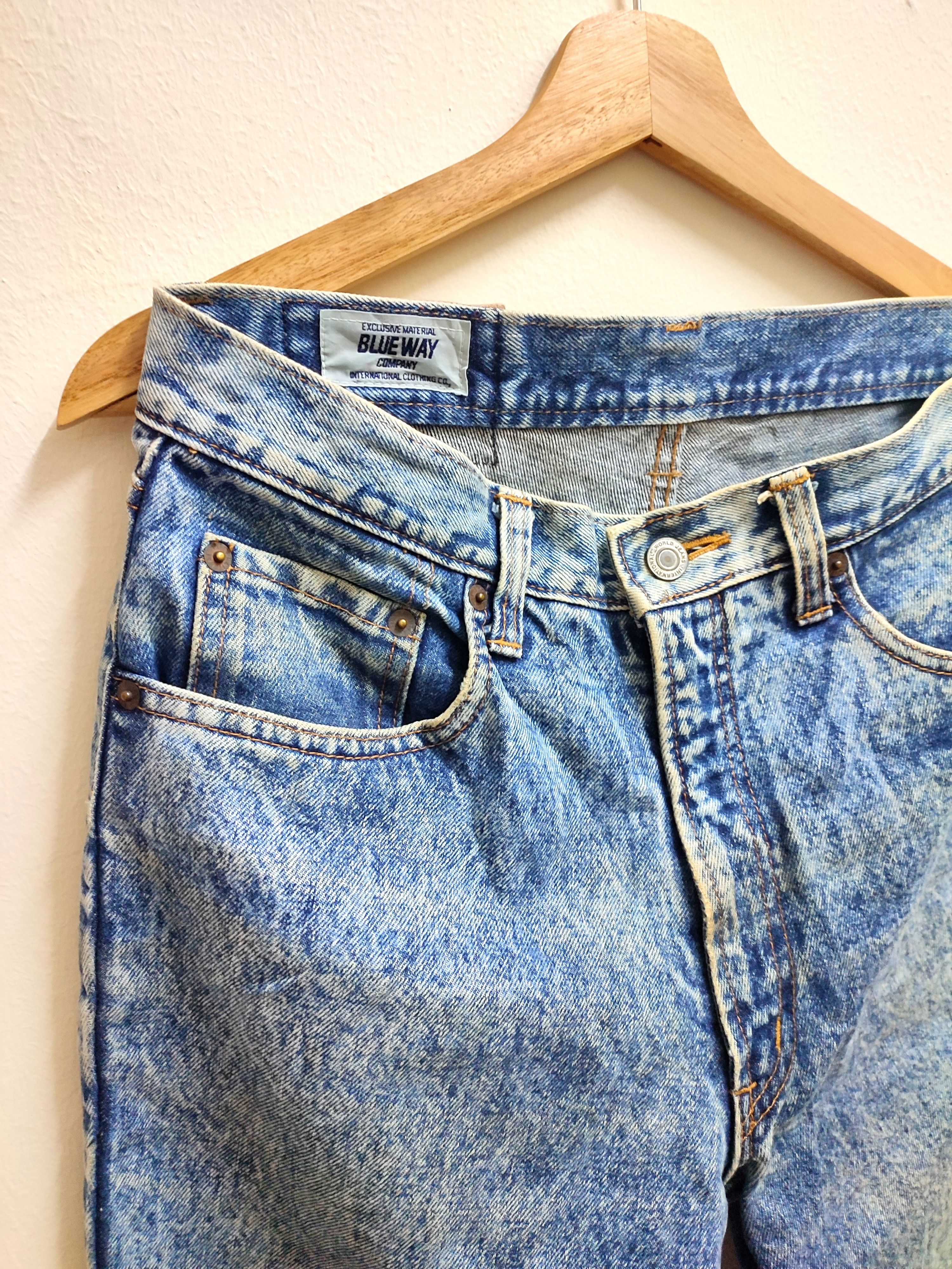 Japanese Brand Vintage Design Blue Way Acid Wash Denim Size US 31 - 3 Thumbnail