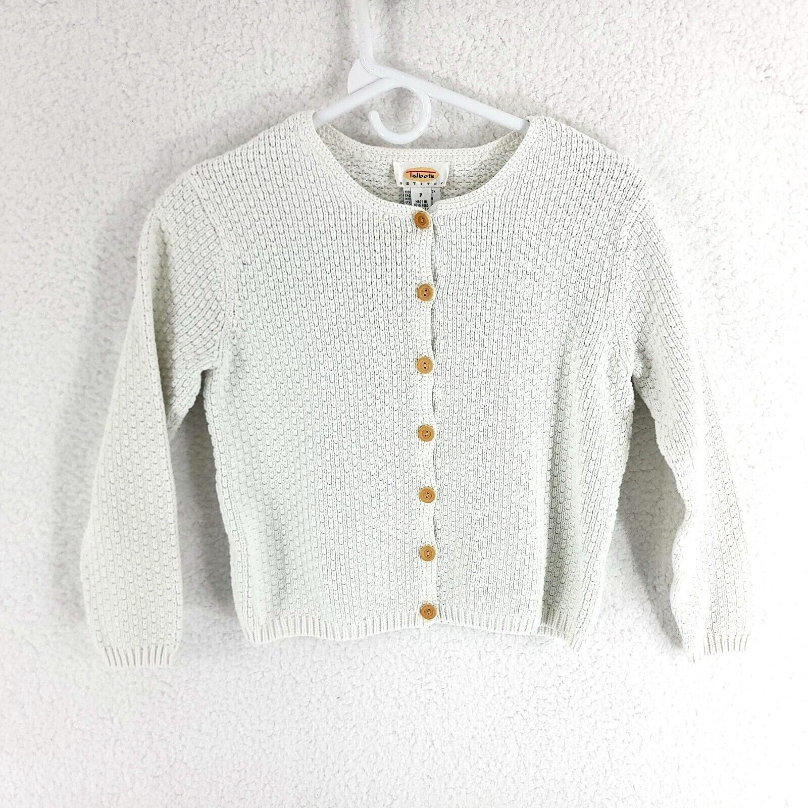 Talbots Damaged Stained Talbots Petite P White Cotton Cable Knit Swe Size XS / US 0-2 / IT 36-38 - 1 Thumbnail