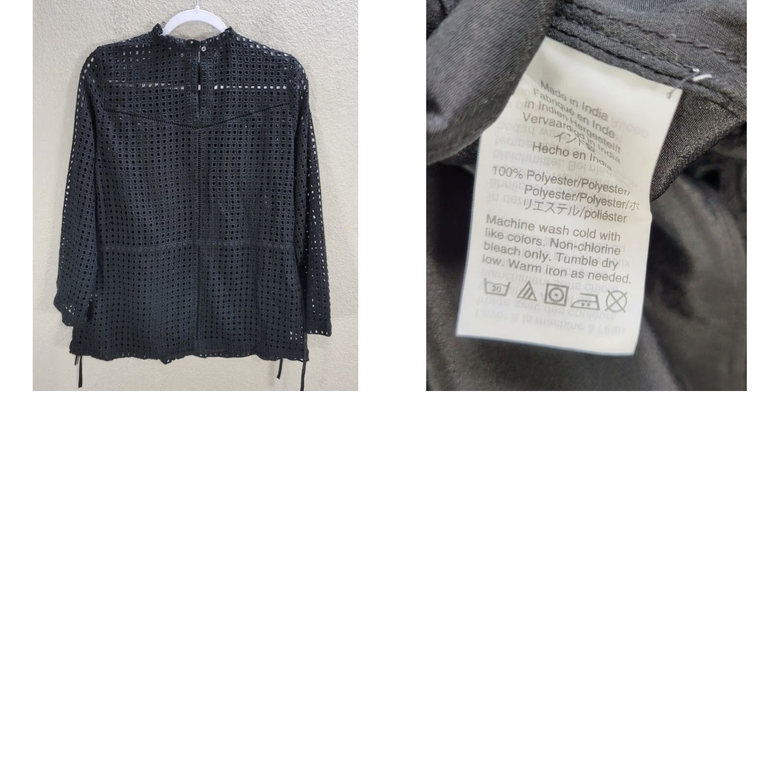 J.Crew Point Sur by J.Crew Black Eyelet Peplum Blouse Shirt Black Relaxed Sz 4T NWT Size S / US 4 / IT 40 - 8 Thumbnail