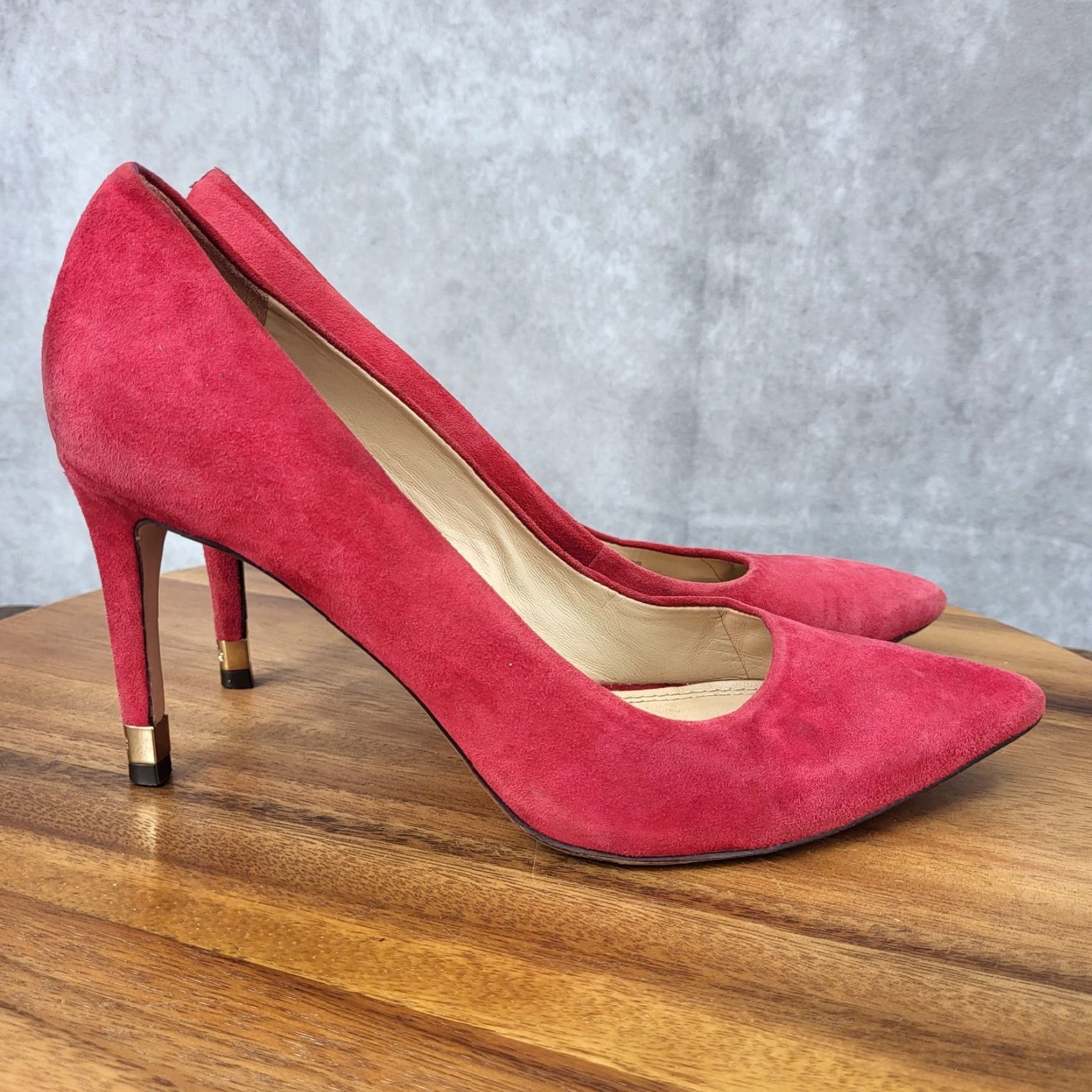 Tory Burch Tory Burch Pump Heels Womens Size 7.5 Red Suede Leather Pointed Toe Stiletto Size US 8 / IT 38 - 2 Thumbnail