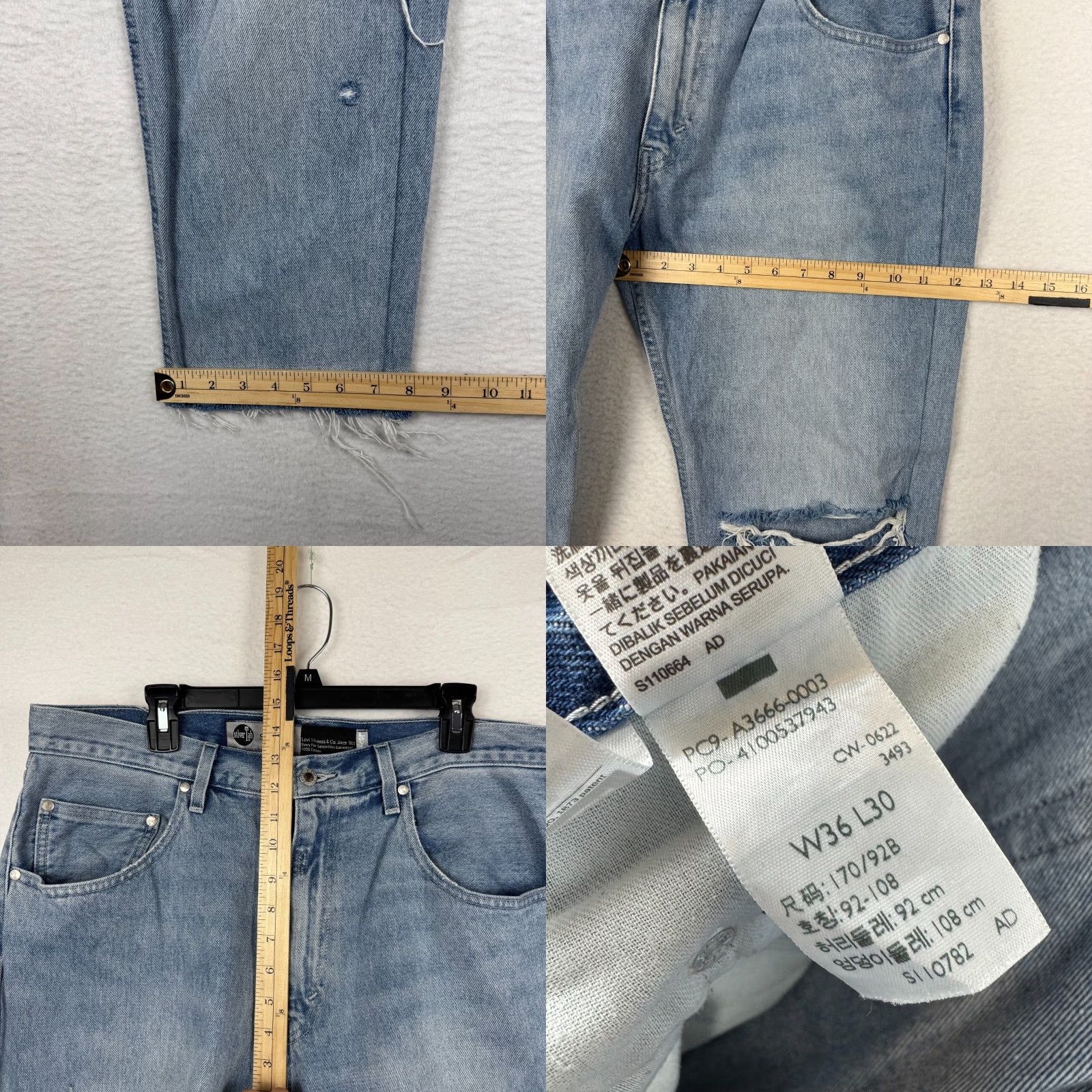 Levi's Vintage Levi's Silvertab Straight Fit Jeans 36x25 Light Wash Distressed 5-Pocket Denim Men Size US 36 / EU 52 - 9 Thumbnail