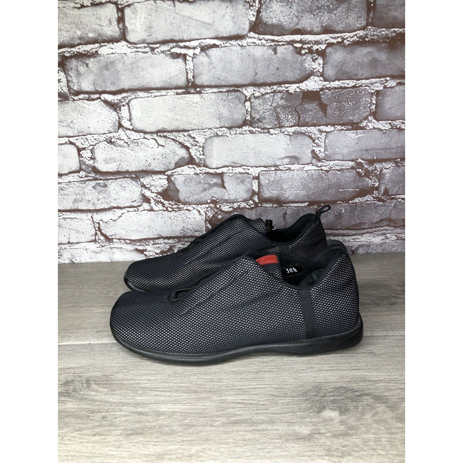 Prada Sport Black Mesh Synthetic Drawstring Driving Shoes Wo