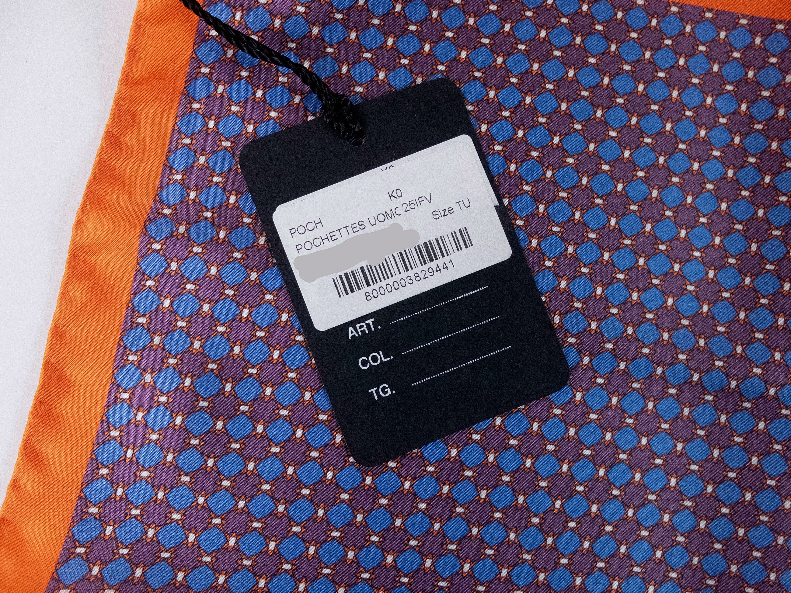 Kiton KITON Napoli blue purple & orange silk pocket square q Size ONE SIZE - 3 Thumbnail