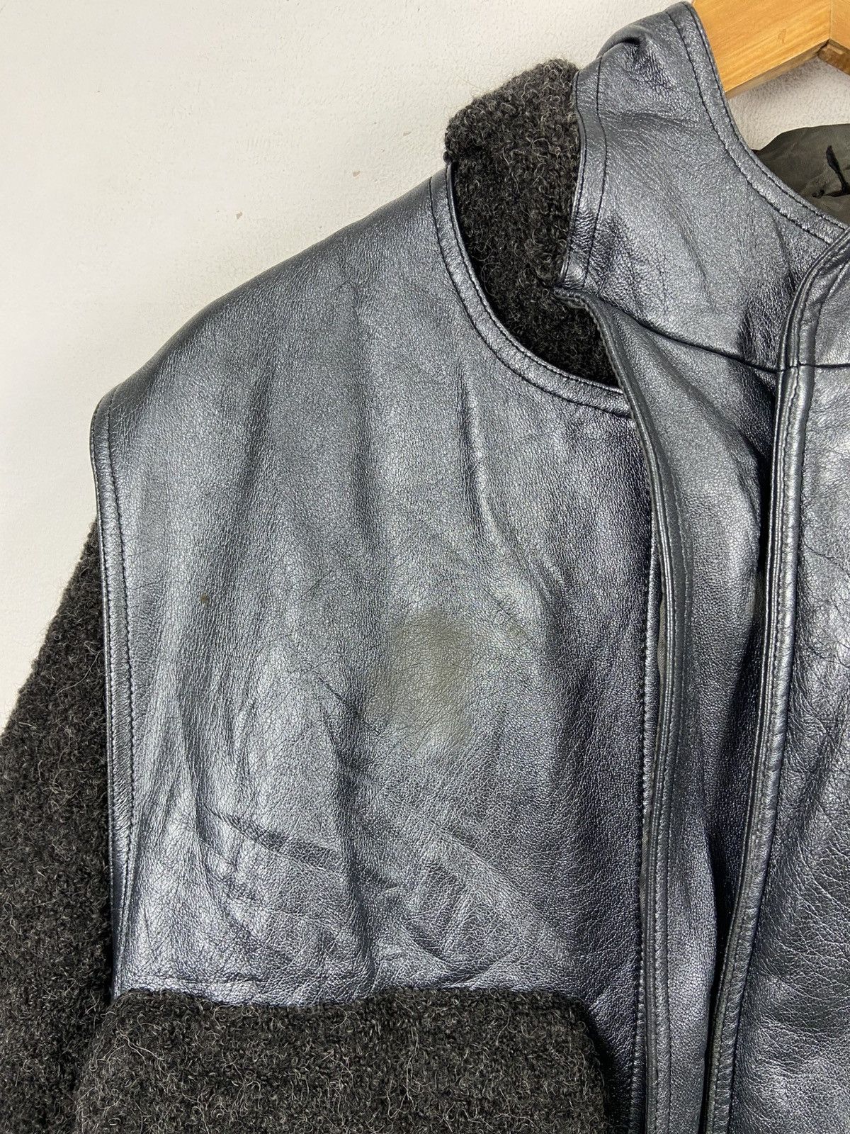 Lancel Vintage Lancel Paris Leather & Wool Hybrid Jacket Size US L / EU 52-54 / 3 - 3 Thumbnail