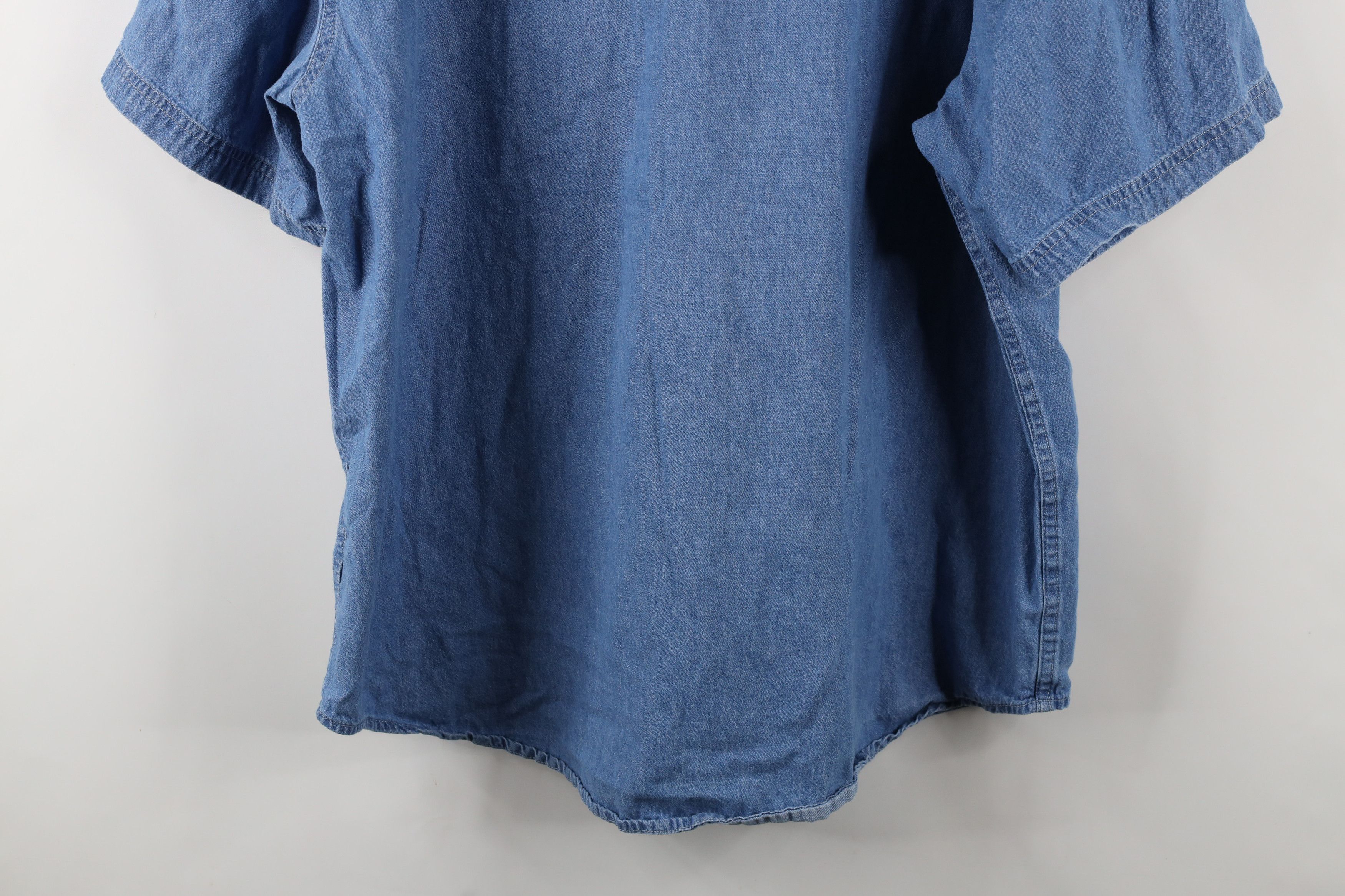 Vintage Vintage 90s Streetwear Short Sleeve Denim Jean Down Shirt Size US XXL / EU 58 / 5 - 10 Thumbnail
