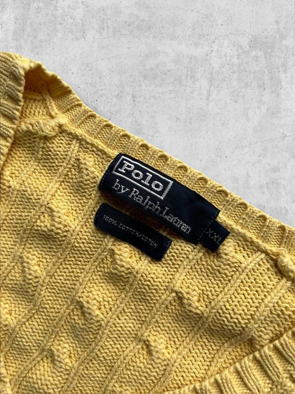 Polo Ralph Lauren Polo Ralph Lauren RL Vintage cable knit XXL sweater yellow Size US XXL / EU 58 / 5 - 4 Thumbnail
