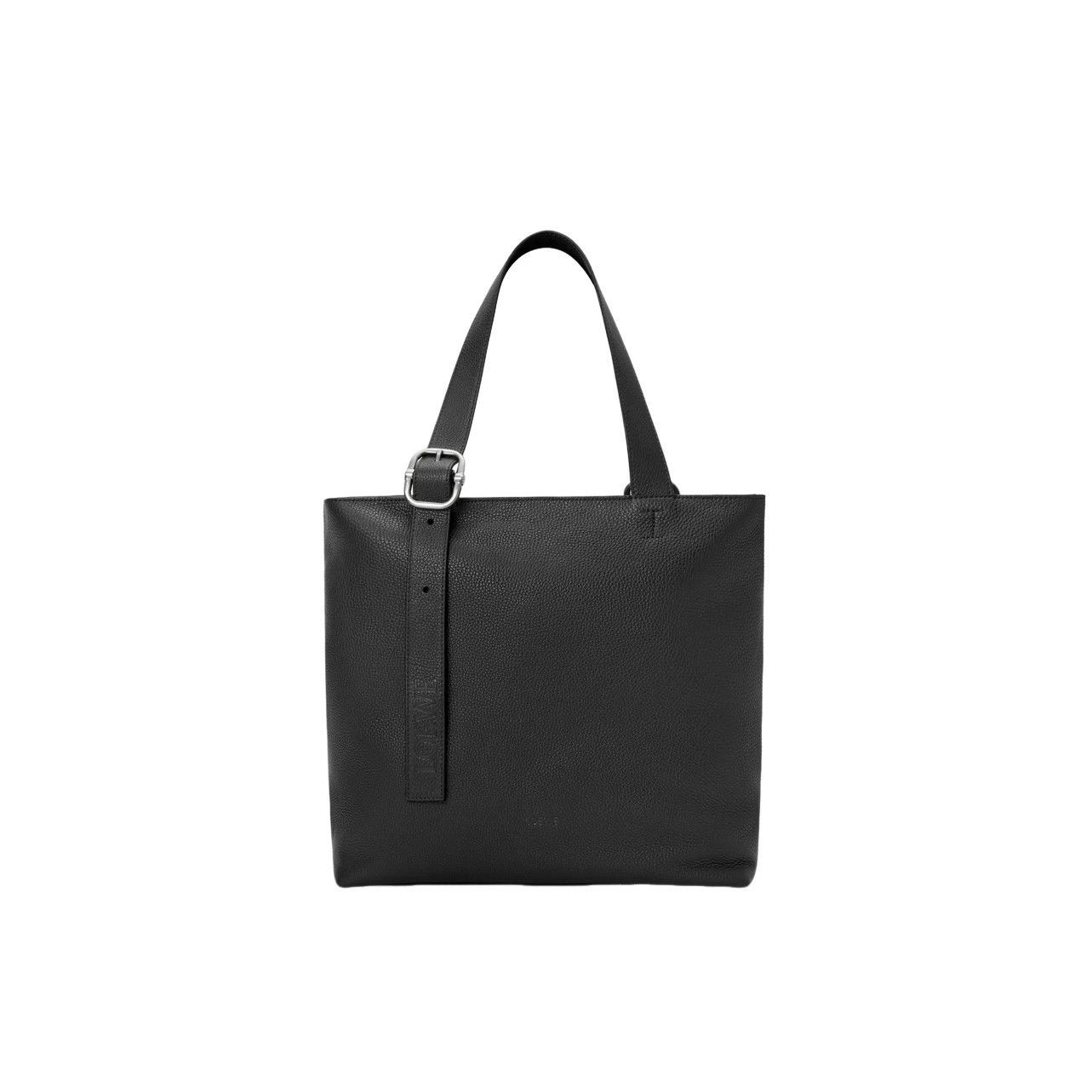 LOEWE Loop $3600 Black Grained Leather Zipped Tote New & Aut