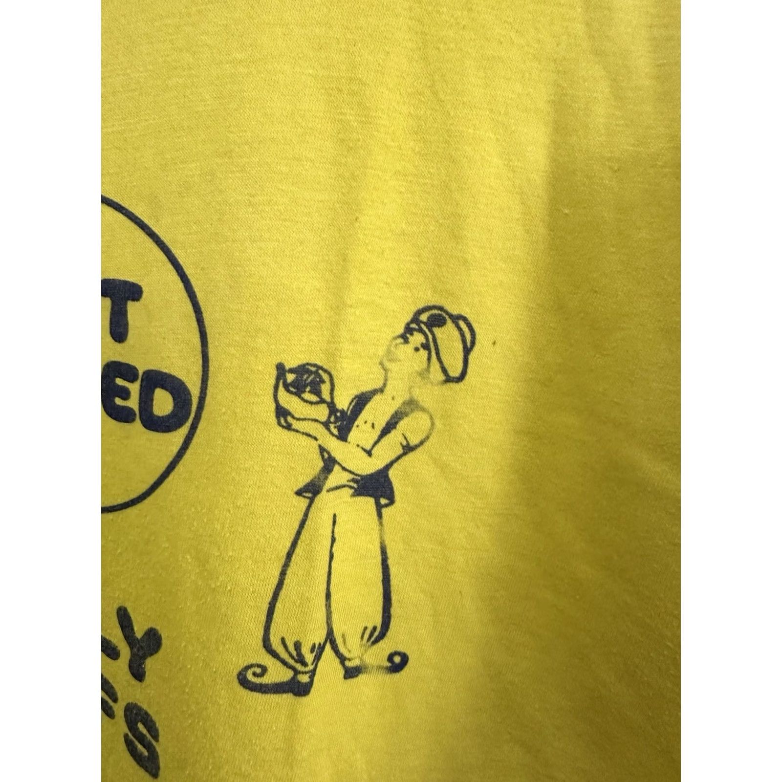 DANCER VTG 70s I Got Bellied Belly Laffs Dance Thin Yellow T-Shirt Size M Men Short Sleeve Regular Adult Medium Yellow Dance 70s Mens Size US M / EU 48-50 / 2 - 5 Thumbnail