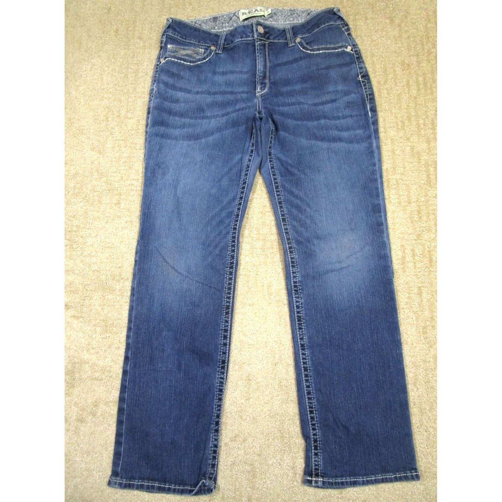 Ariat Ariat Jeans Women 34 Dark Blue Straight Mid Rise Denim Cowboy Logo 5-Pocket Regular Fit Pants Shoes? Size 24" / US 00 / IT 34 - 2 Thumbnail