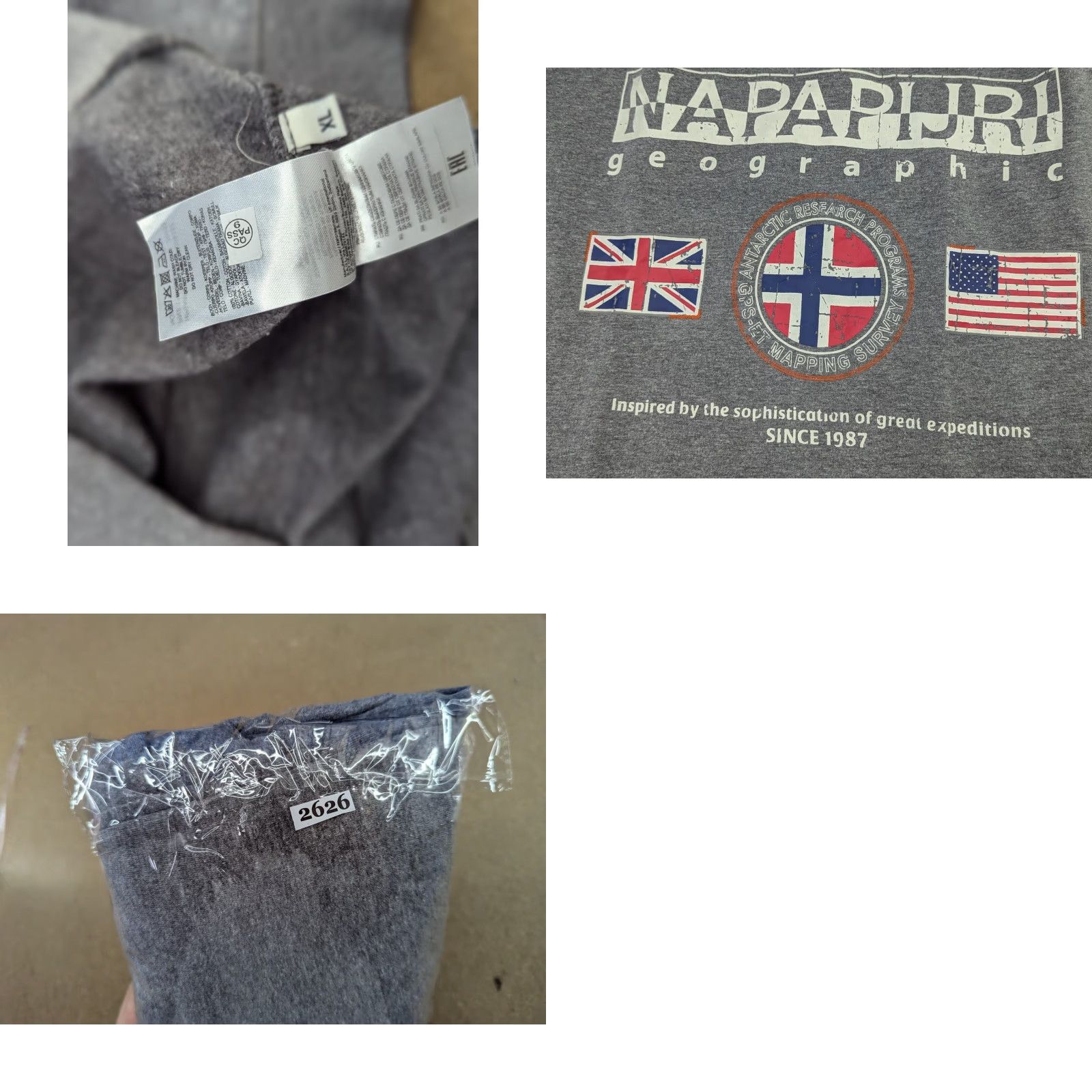 Napapijri Napapijri Mens Sweatshirt XL Crewneck Gray Antarctic Research Program Cotton Mil Moisture Wicking Regular Knit Pullover Men Size US XL / EU 56 / 4 - 9 Thumbnail