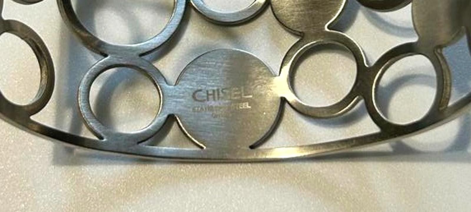 Designer Chisel Stainless Steel Cuff ⚪ Geometric Statement Bracelet Size ONE SIZE - 4 Thumbnail