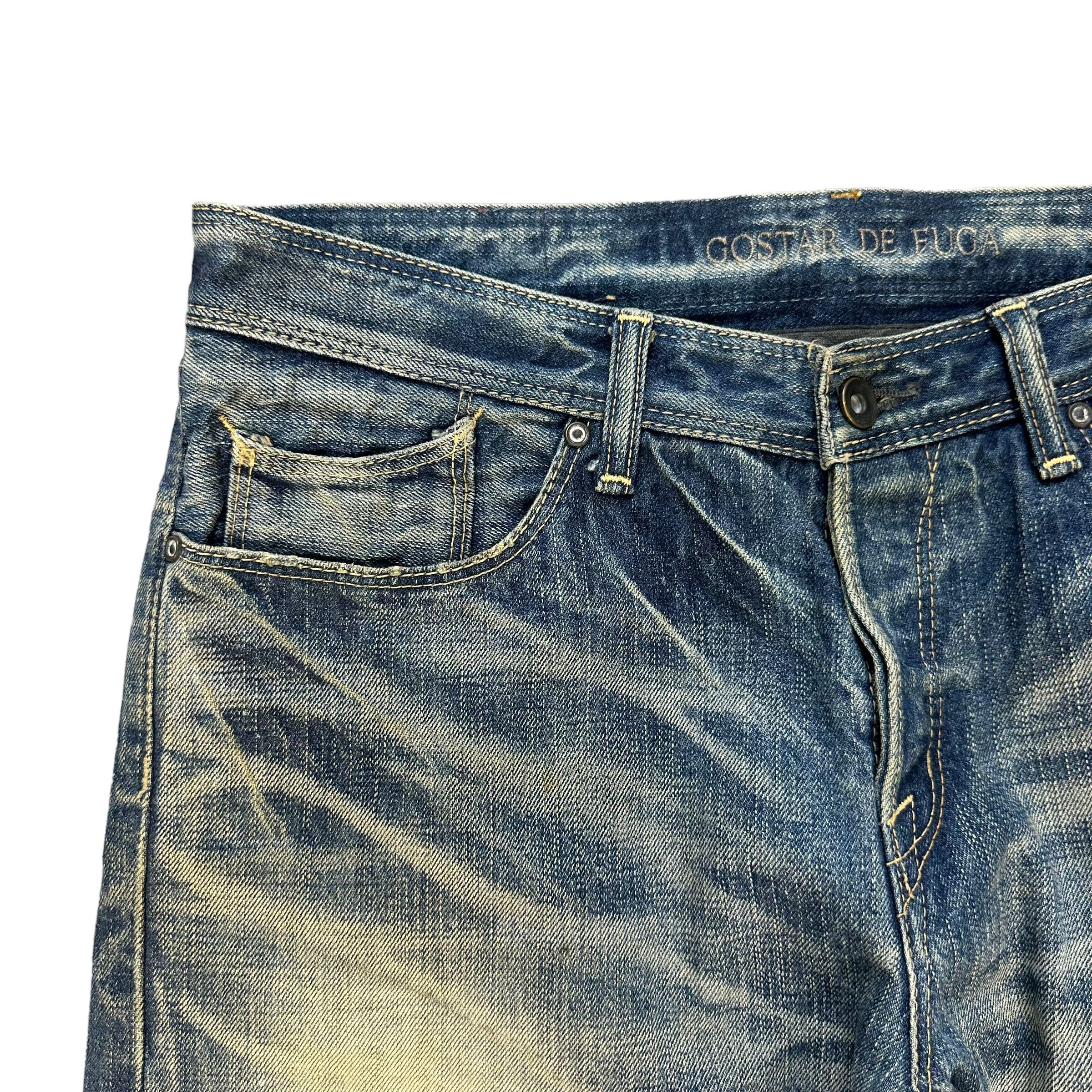GOSTAR DE FUGA TRASHED🔥 GOSTA DE FUGA FLY BUTTON WASHED JEANS #7628-158 Size 33" - 3 Thumbnail