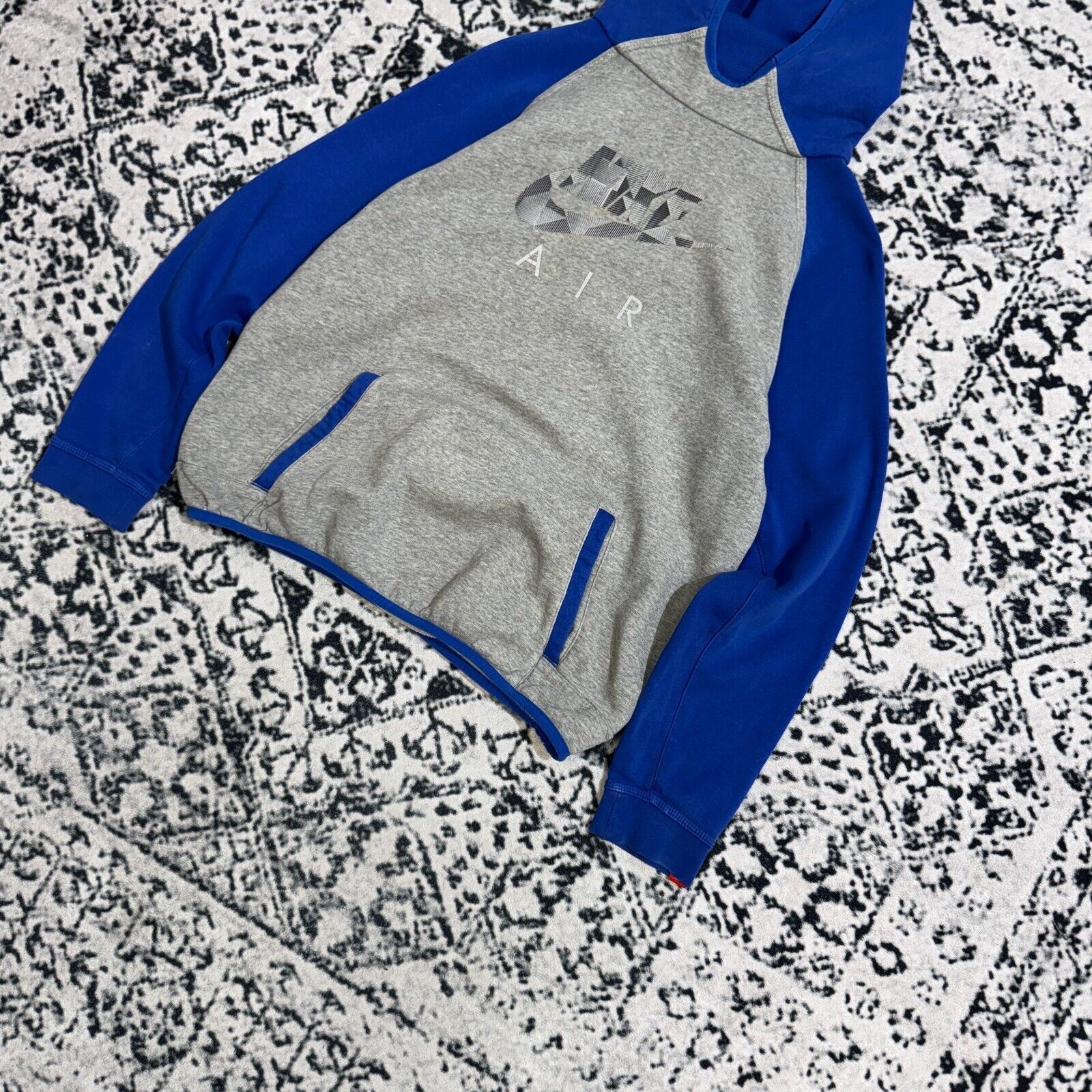 Nike × Vintage Vintage Nike Blue Gray Cotton Hoodie Size S Tech Fleece 90s Size US S / EU 44-46 / 1 - 4 Thumbnail