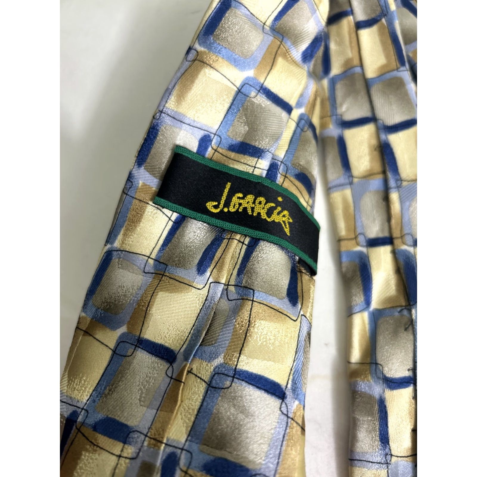 Vintage J. Garcia Thirty Seven Blue Yellow Necktie 58" x 3.5" Tie Mens Size ONE SIZE - 6 Thumbnail