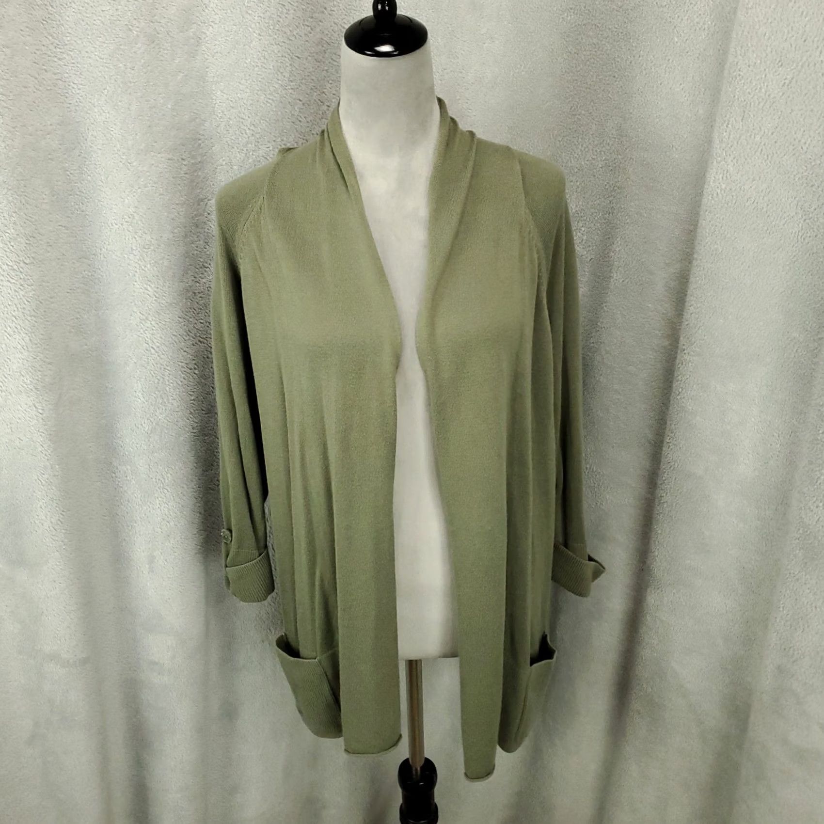 Vintage Chicos Cardigan Womens XL Green Lightweight Open Front Stretchy Chicos 3 Cardigan Women XL Green Lightweight Open Front Stretchy Chicos Size XL / US 12-14 / IT 48-50 - 2 Thumbnail