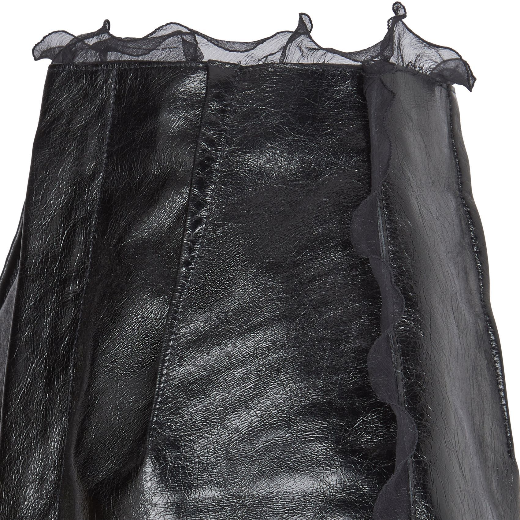 Fendi o1loc1c1024 FPD945 Leather Mini Skirt in Black Size 38" / US 16 / IT 52 - 3 Thumbnail