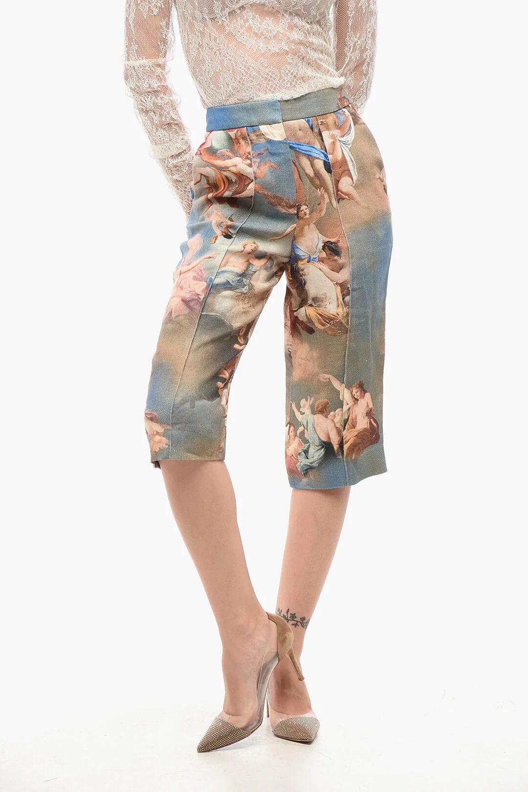 Balmain og1mm0326 Printed Linen Bermuda Short in Multicolor Size 27" / US 4 / IT 40 - 1 Thumbnail