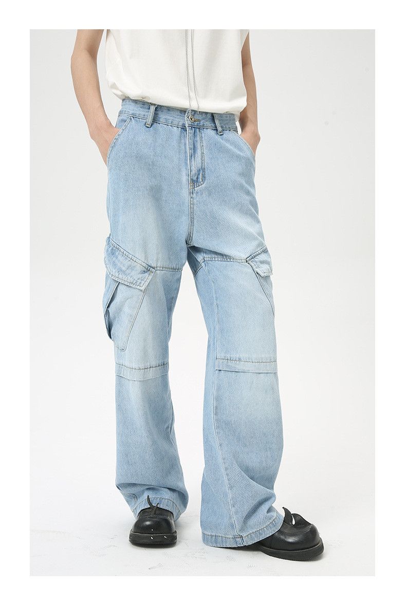 Japanese Brand × Vintage Street Retro Raw Edge Embroidery Baggy Jeans Size US 33 - 2 Thumbnail