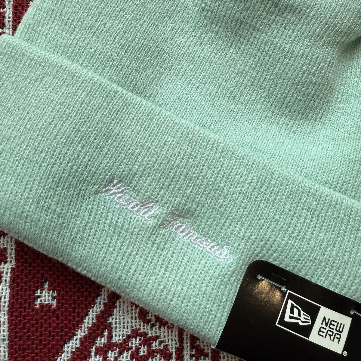 New Era × Supreme FW17 Supreme New Era Box Logo Beanie Ice Blue Size ONE SIZE - 4 Thumbnail