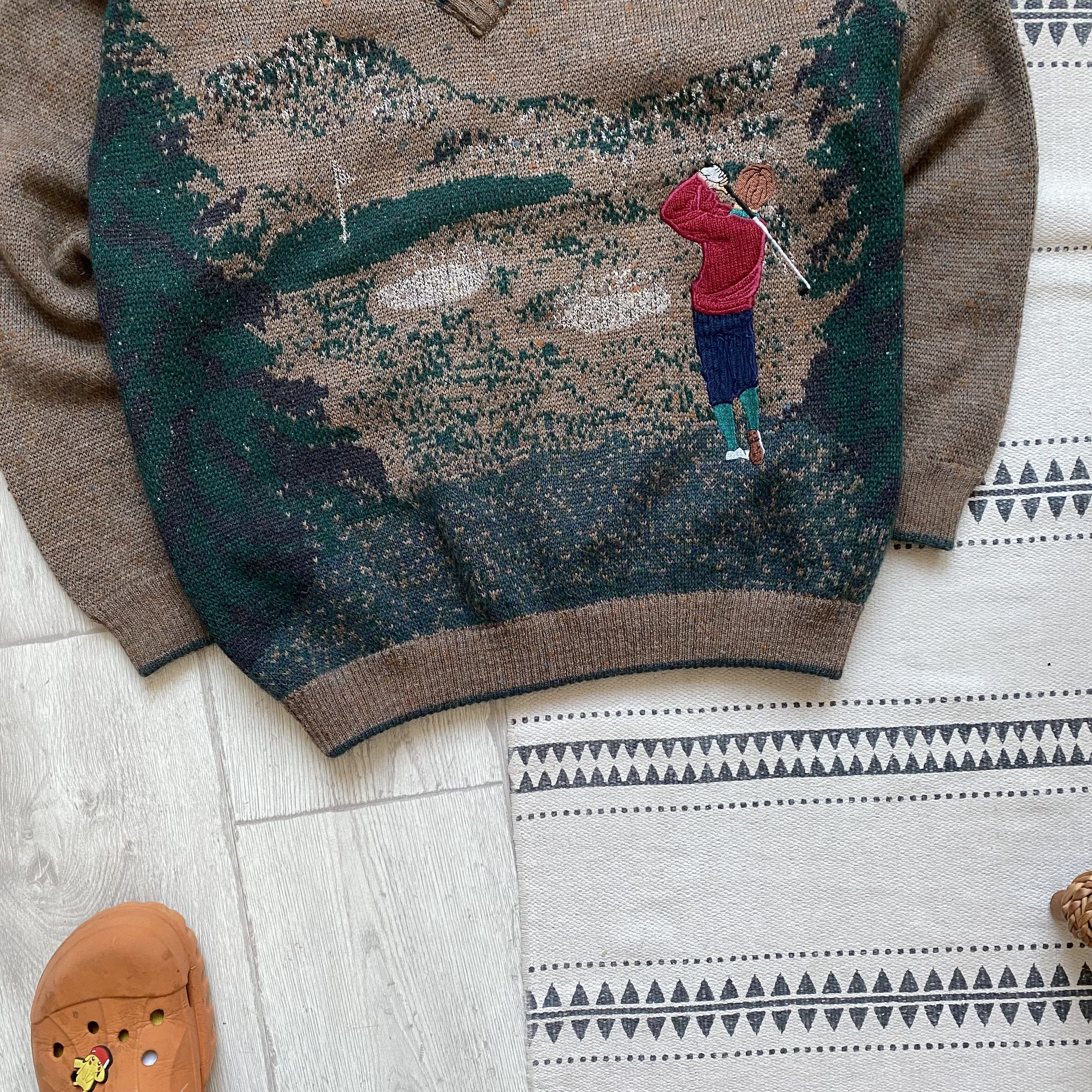 Carlo Colucci 🏌🏽️ Vintage 80-90 Cozy Polo Golf Wool Heavy Knit sweater Size US L / EU 52-54 / 3 - 3 Thumbnail
