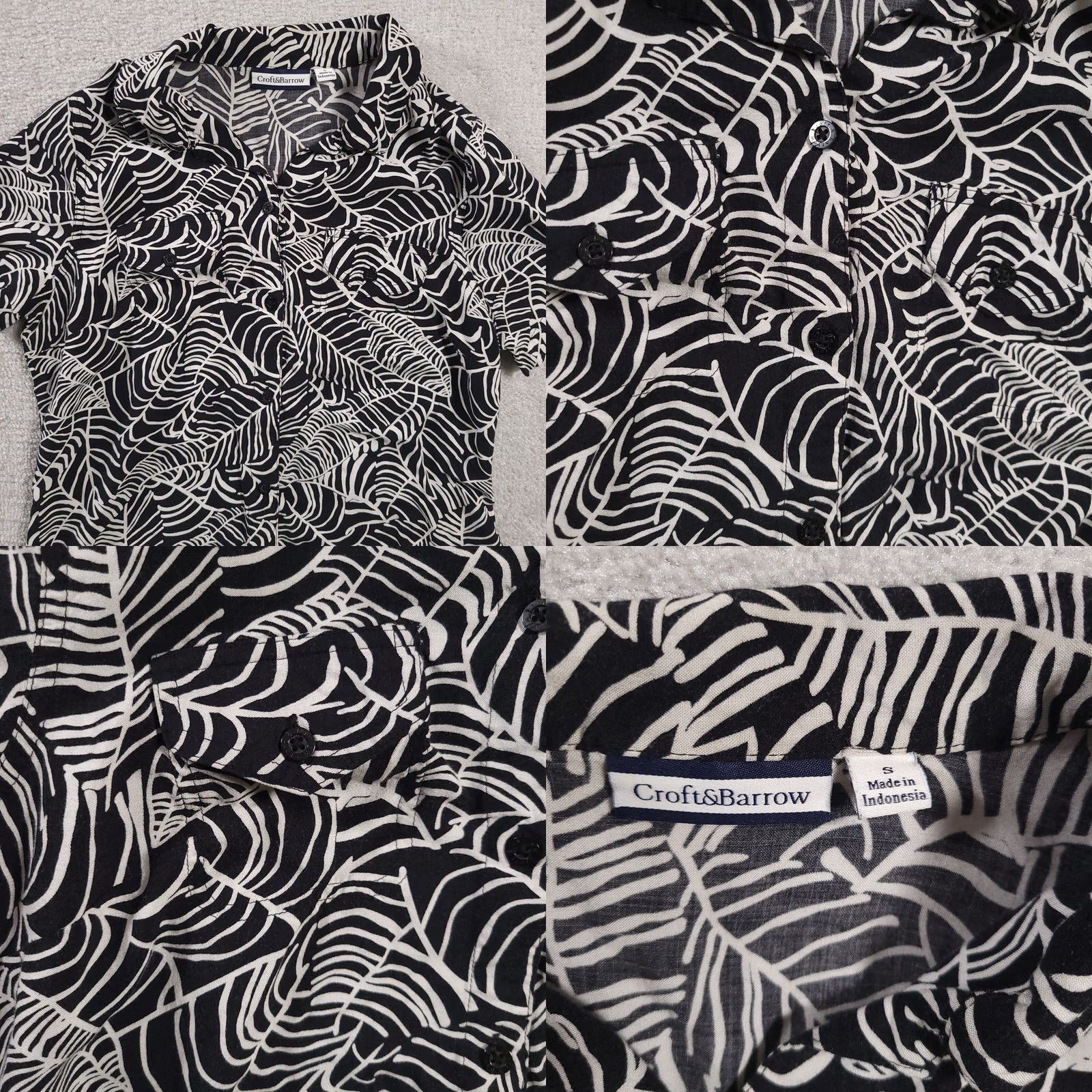 Croft & Barrow Croft & Barrow Button Down Shirt Womens S Black White Floral Rayon Short Sleeve Size S / US 4 / IT 40 - 8 Thumbnail