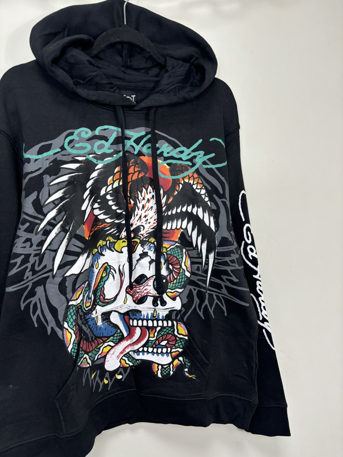 Christian Audigier Ed Hardy Y2K Eagle Skull NEW Hype Tattoo Black Hoodie Size US XL / EU 56 / 4 - 4 Thumbnail